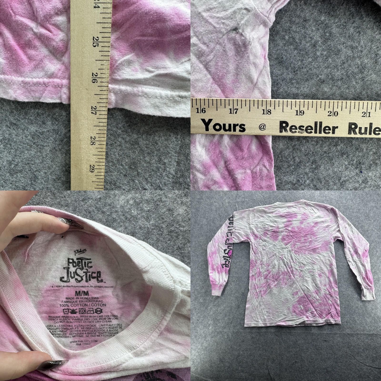 Vintage Poetic Justice Mens M Pink Tie Dye Long Sleeve Graphic Shirt 90s Movie Hip Hop Crew Neck Size US M / EU 48-50 / 2 - 8 Thumbnail