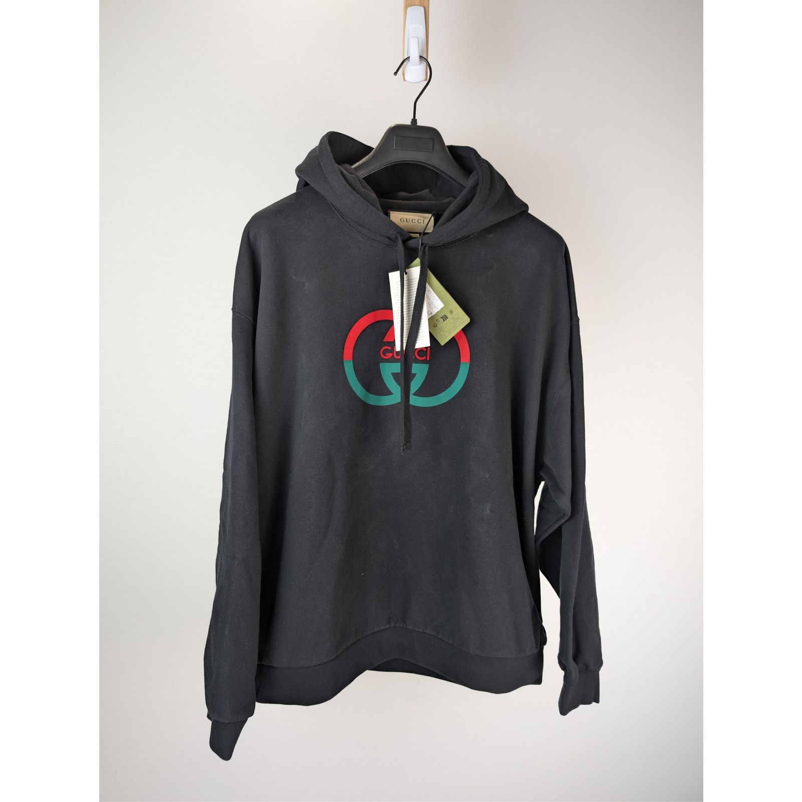 Gucci o1rshd1 Light Felted Cotton Jersey Hooded Sweatshirt Black Size US XXL / EU 58 / 5 - 1 Thumbnail