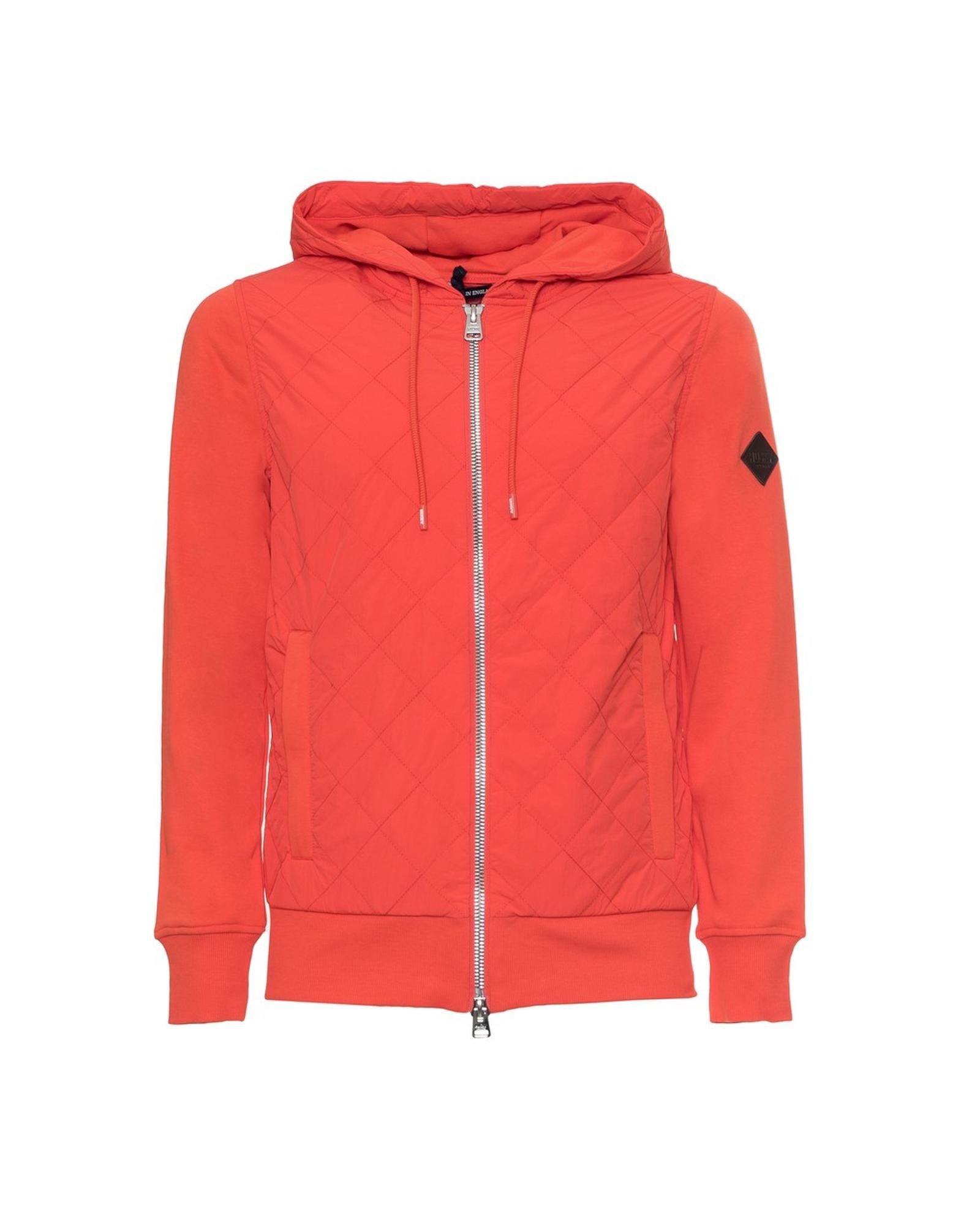 image of Husky Zip-Up Cotton Sweatshirt With Fixed Hood in Orange, Men's (Size Small)
