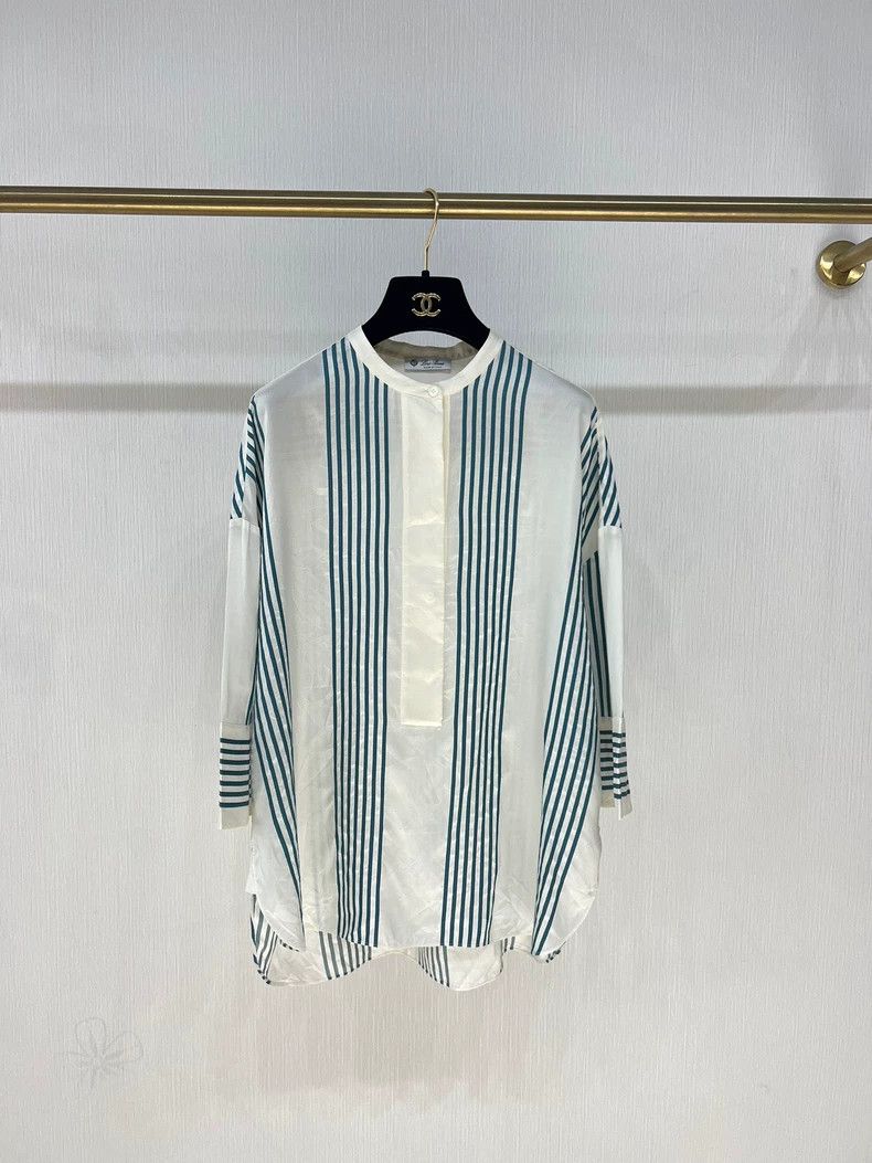 Loro Piana LORO PIANA Silk shirt with stripes Size S / US 4 / IT 40 - 1 Thumbnail