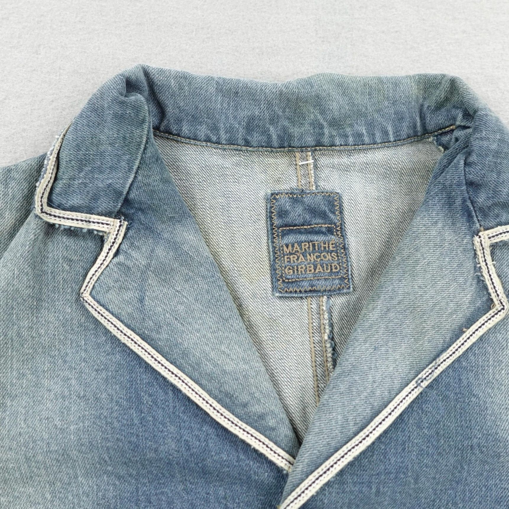 Denime VINTAGE Marithe Francois Girbaud Denim Jacket Blazer Womens Medium Blue 90s Y2K Button Collar Pockets Size M / US 6-8 / IT 42-44 - 2 Thumbnail