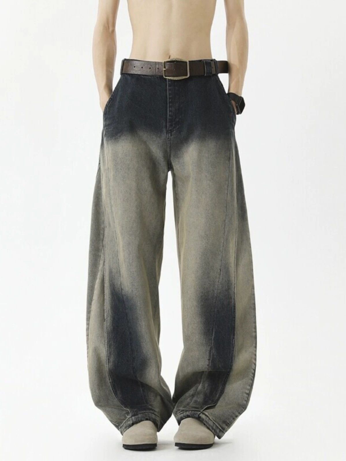 Vintage American street retro blue gradient stitching scimitar jeans Size US 32 / EU 48 - 5 Thumbnail
