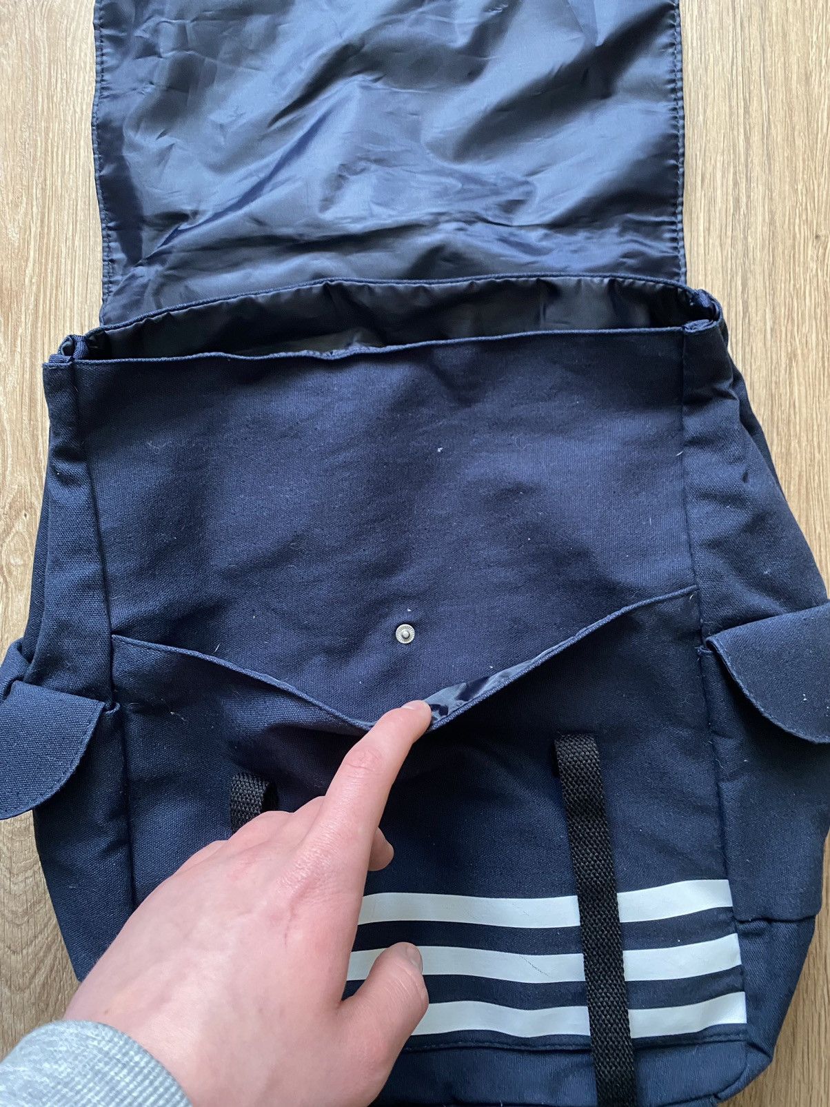 Jean Paul Gaultier × Vintage JPG Jean Paul Gaultier canvas backpack navy striped Size ONE SIZE - 4 Thumbnail