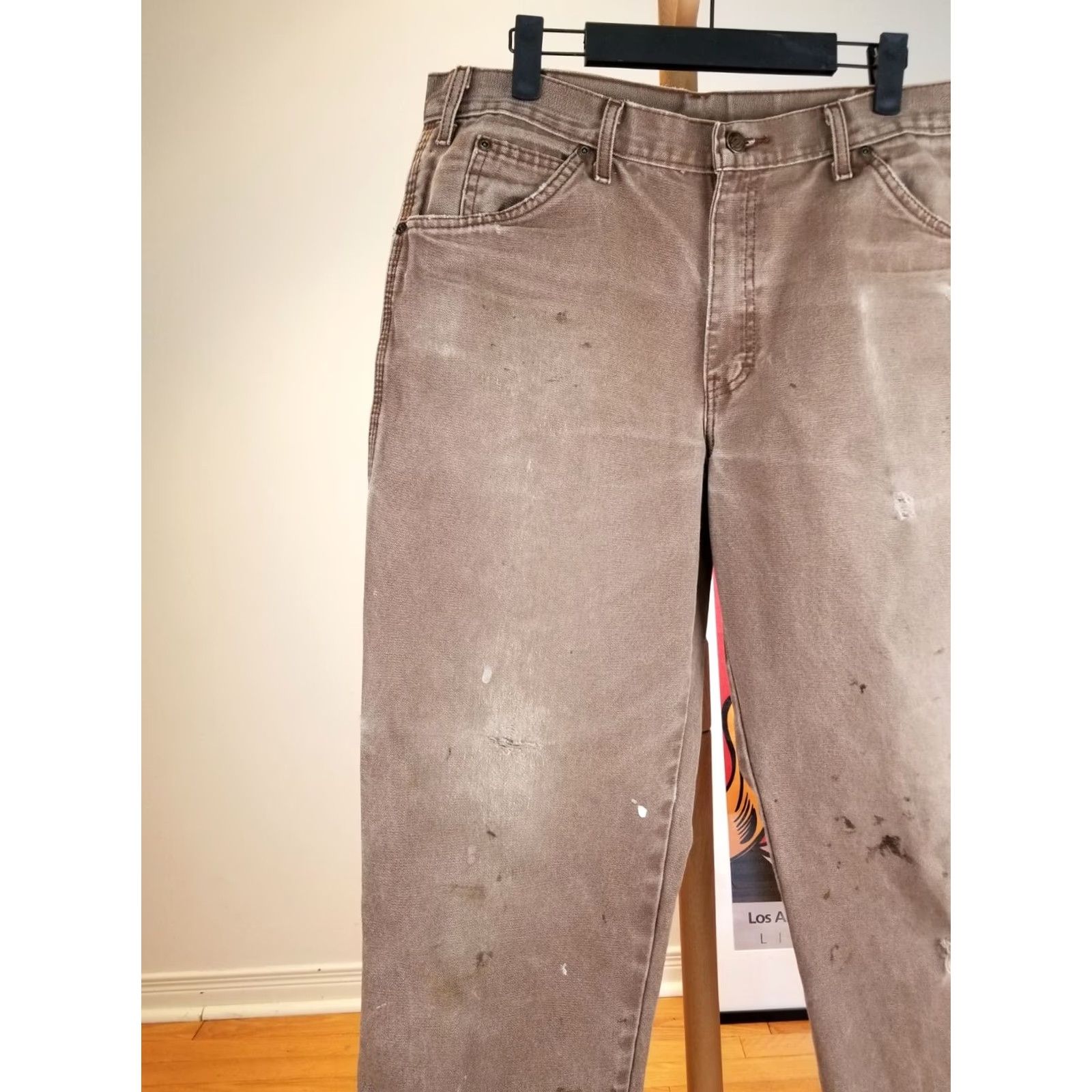Dickies VINTAGE Y2K DICKIES DUCK DISTRESSED TRASHED CARPENTER PAINTER PANTS SZ 34 Mens Pants Brown 34 33 42 Canvas Cotton Carpenter 34 inches Size US 34 / EU 50 - 2 Thumbnail