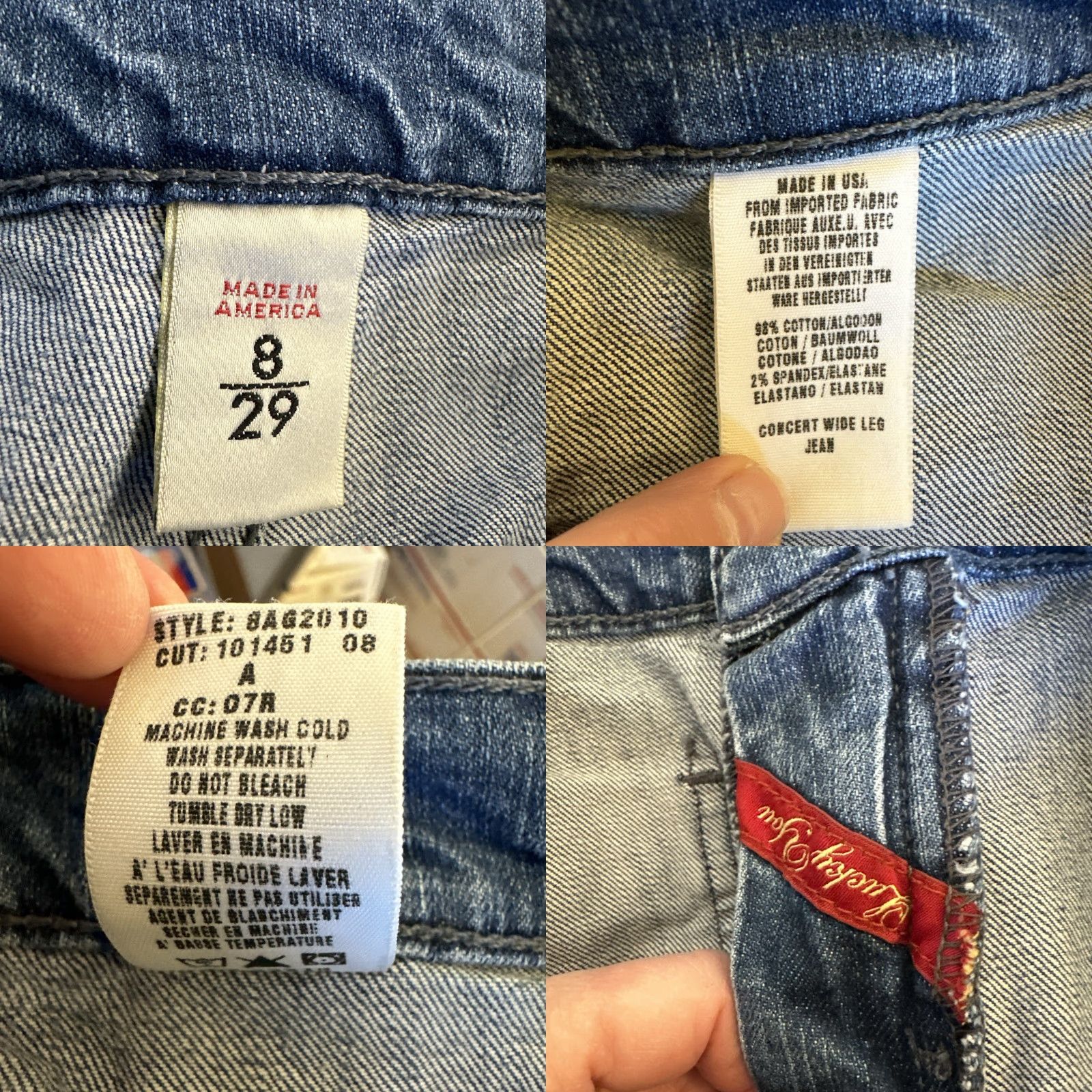 Lucky Brand VINTAGE Lucky Brand Jeans Dungarees Concert Wide Leg Womens 8/29 Blue Denim 30in Waist USA Medium Wash Size 30" / US 8 / IT 44 - 8 Thumbnail