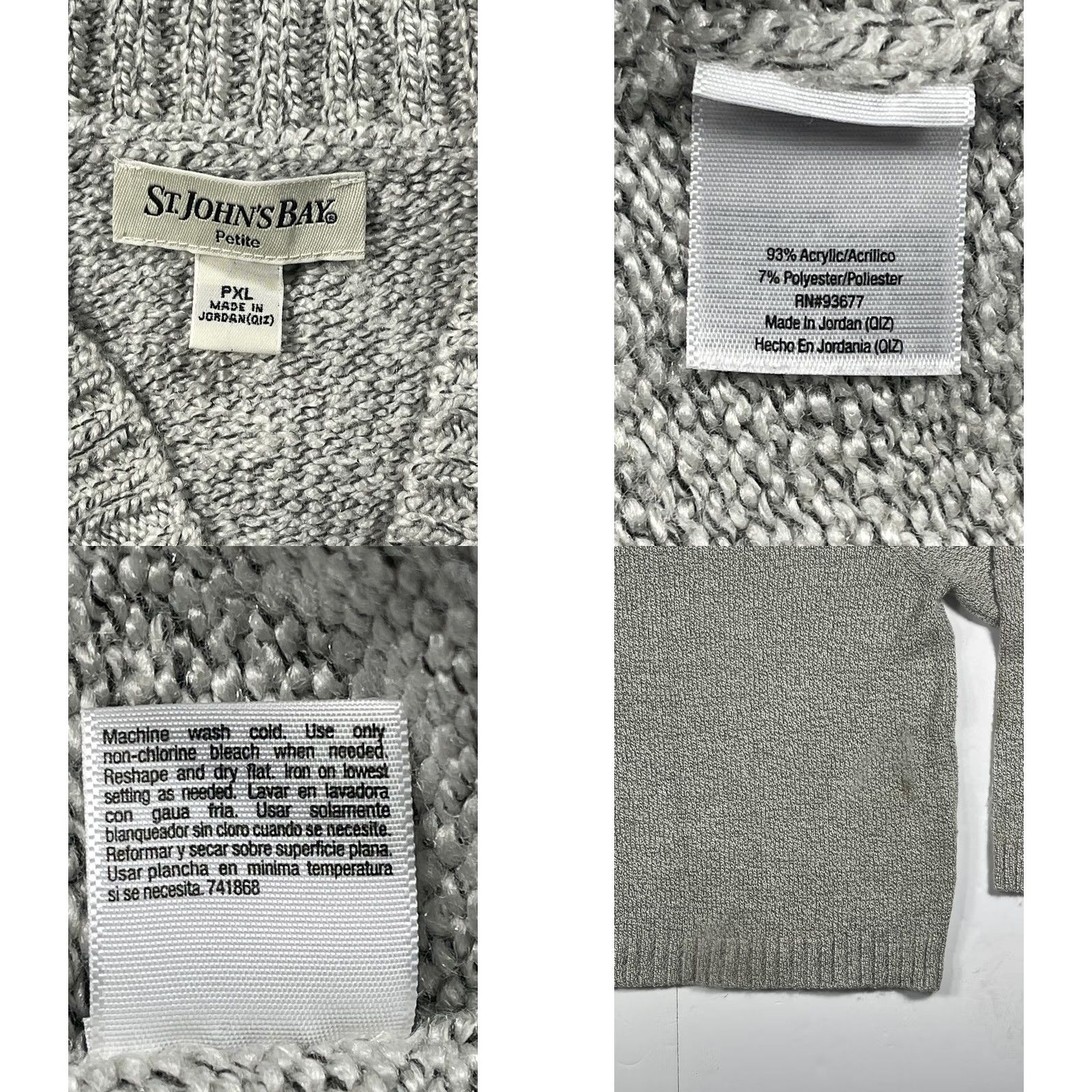 Vintage St. John's Bay Sweater Shirt Womens PXL Petite Gray Knit High Neck Pullover Shirt Size XL / US 12-14 / IT 48-50 - 8 Thumbnail