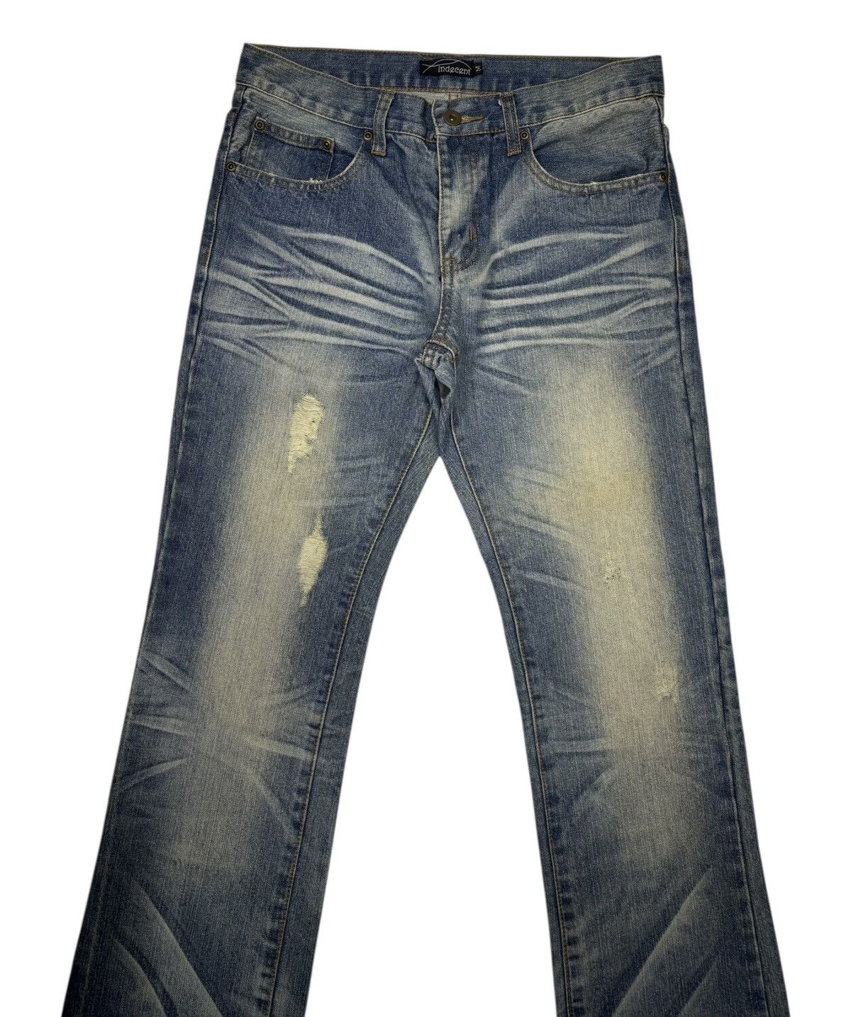 If Six Was Nine × Le Grande Bleu (L.G.B.) × Tornado Mart FLARE SLIM FIT INDECENT CLAWMARK DENIM JEANS Size US 31 - 5 Thumbnail