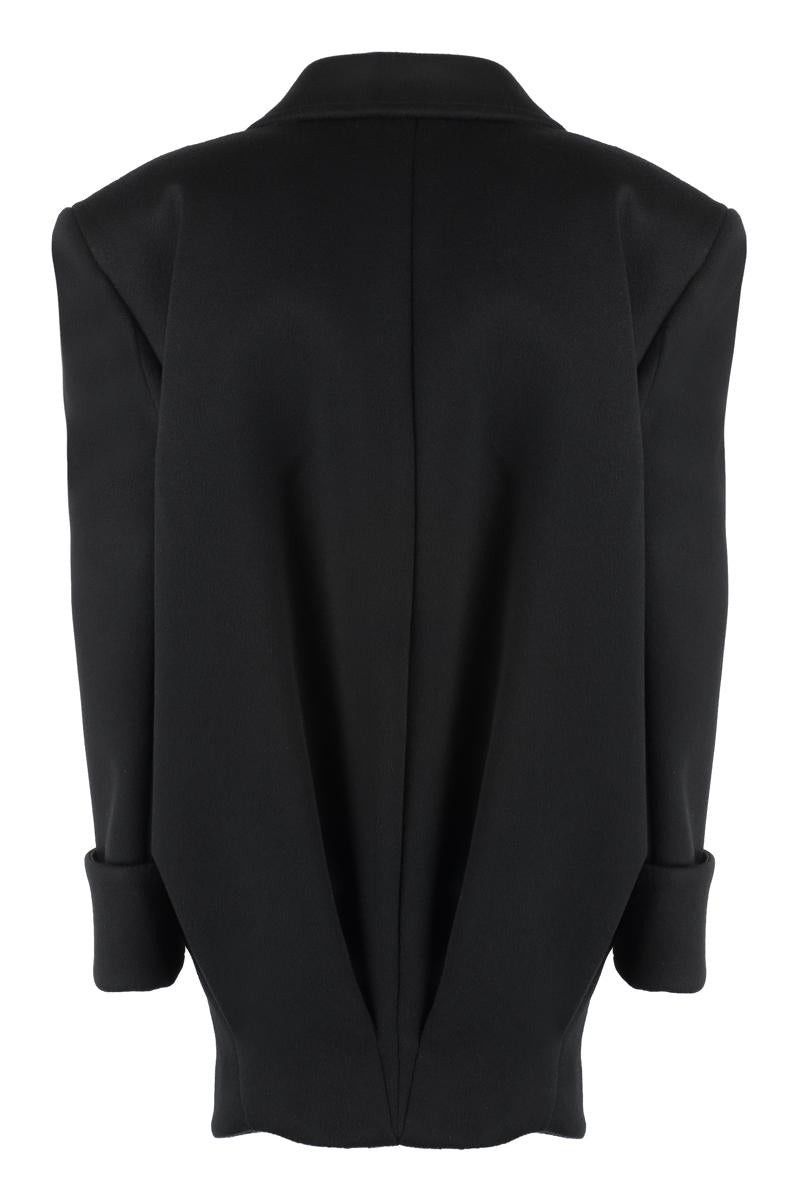 Saint Laurent Paris o1b1hav110525 719904 Double Breasted Wool Coat in Black Size XS / US 0-2 / IT 36-38 - 2 Thumbnail