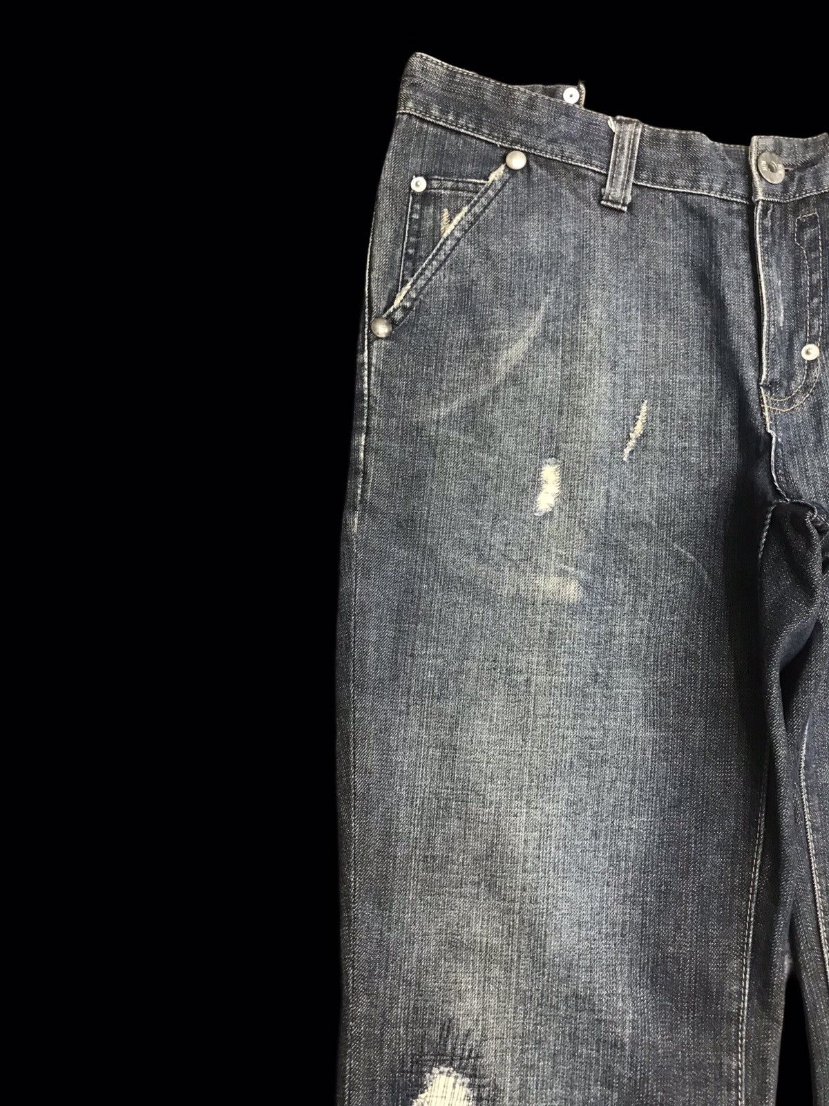 Japanese Brand 💥FLARE💥RUSH HOUR Japan Distressed Flare Jeans F44 Size US 33 - 22 Thumbnail