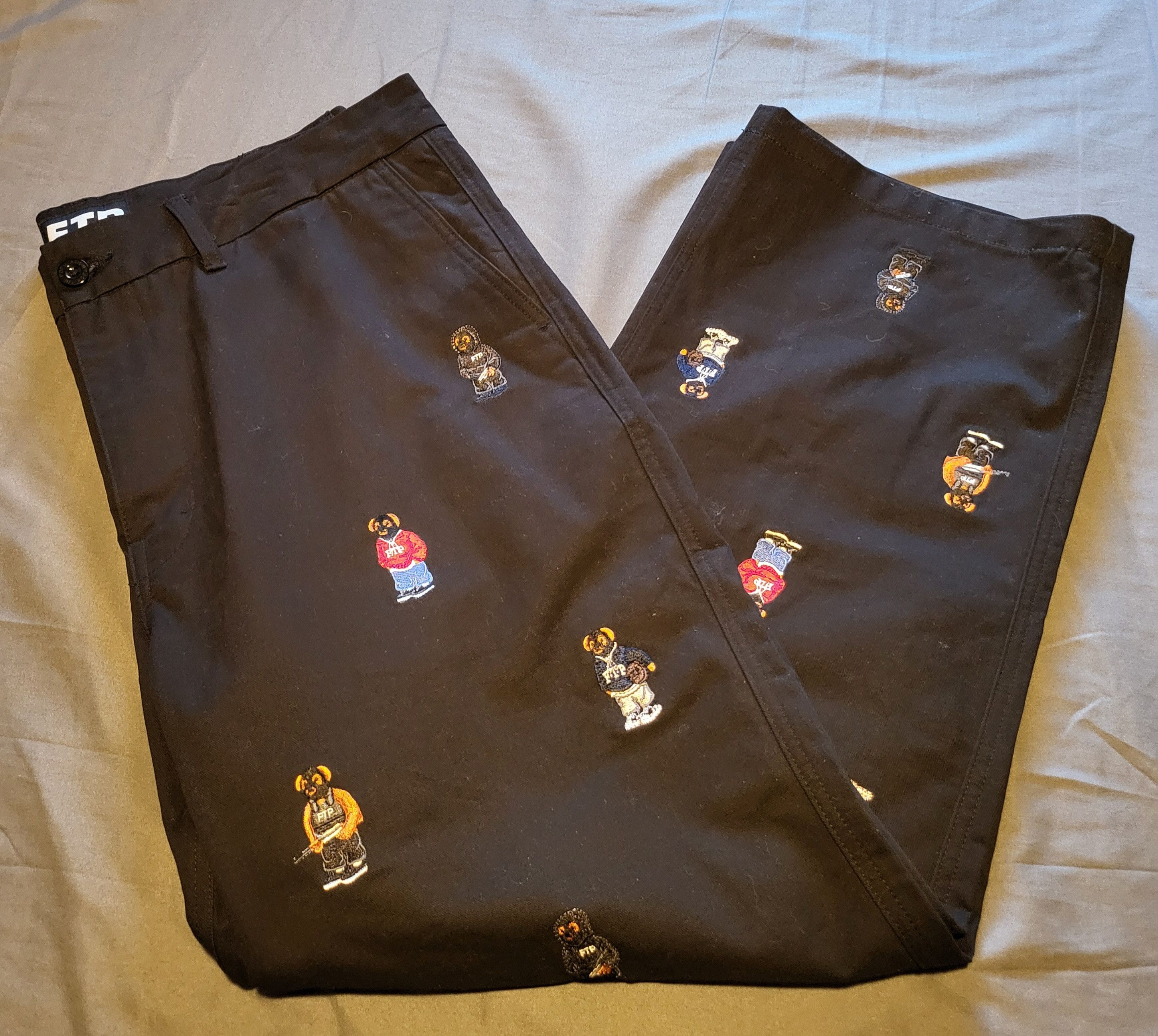 image of Fuck The Population Ftp Polo Bear Chinos in Black, Men's (Size 36)