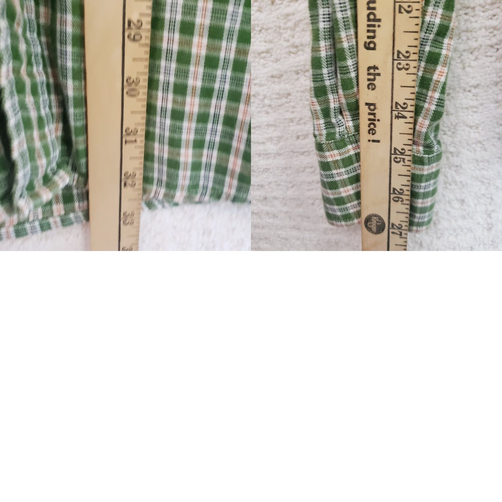 Vintage Beretta Green Plaid Cotton Flannel Button Up Dress Shirt Men's XL Size 42R - 9 Thumbnail