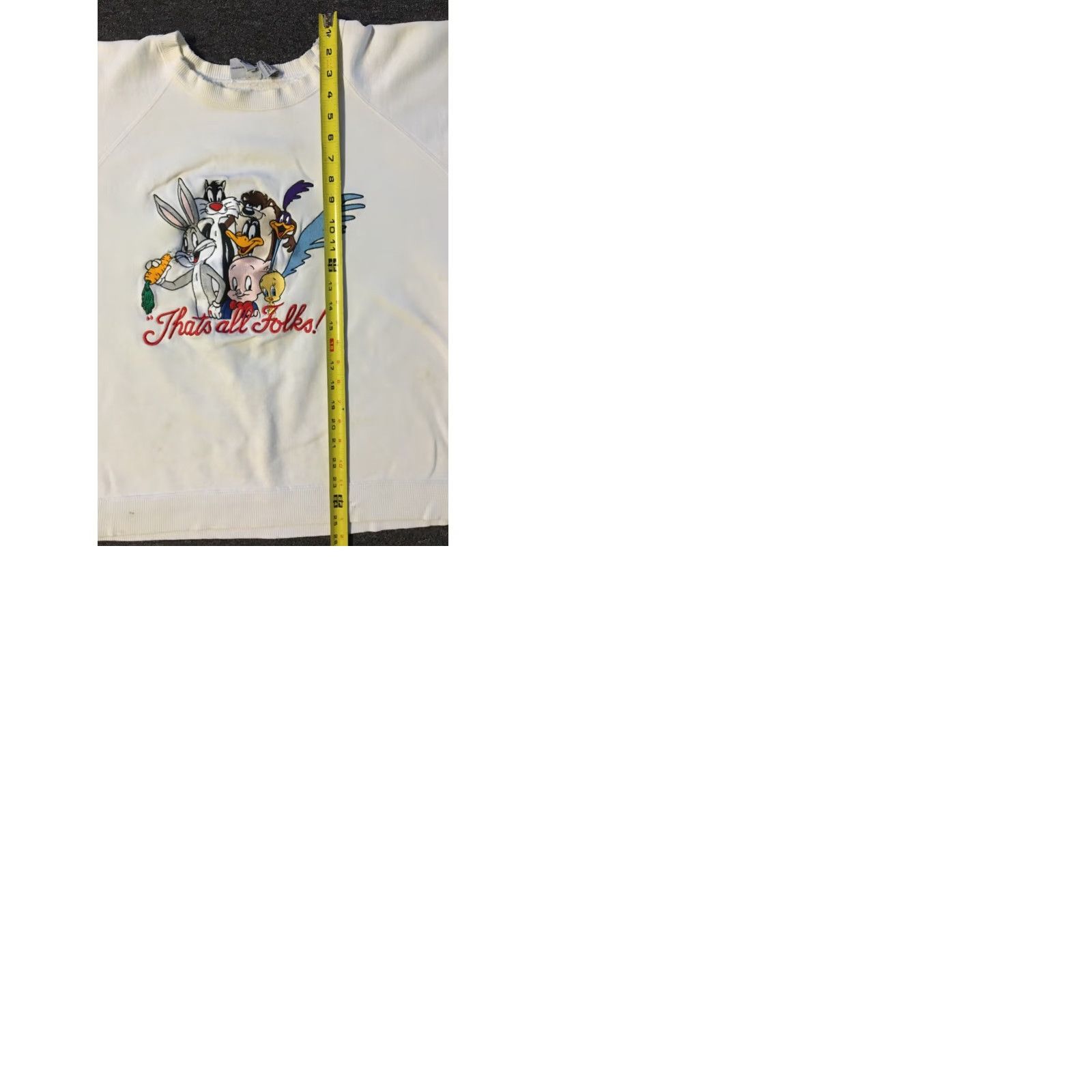 Vintage VINTAGE Looney Tunes Sweatshirt Boxy XL White Embroidered 90s Thrashed Faded Distressed Pullover Hoodie Mens Nike? Wait no. Size US XL / EU 56 / 4 - 9 Thumbnail