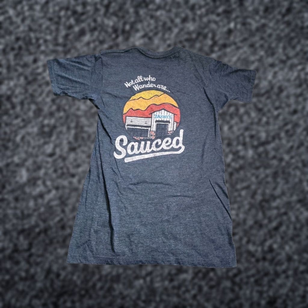 Vintage Zaxbys Employee T-Shirt Graphic Print Blue Adult Small "Not All Who Wander Are Sauced" 90s Mens Size US S / EU 44-46 / 1 - 1 Thumbnail