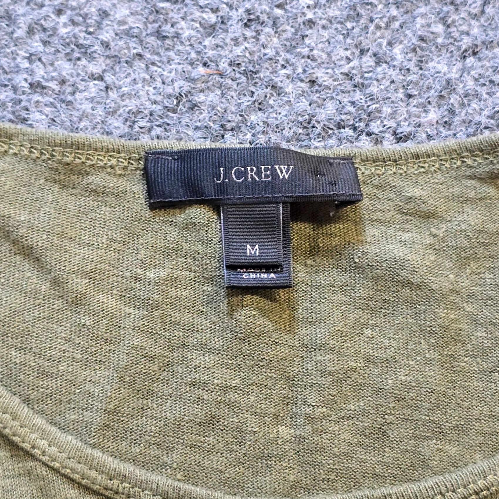 J.Crew J.CREW Top Womens Size Medium Green Linen Ruffle Sleeve Stretch Casual Classic Shirt Men? No, Womens Size M / US 6-8 / IT 42-44 - 3 Thumbnail