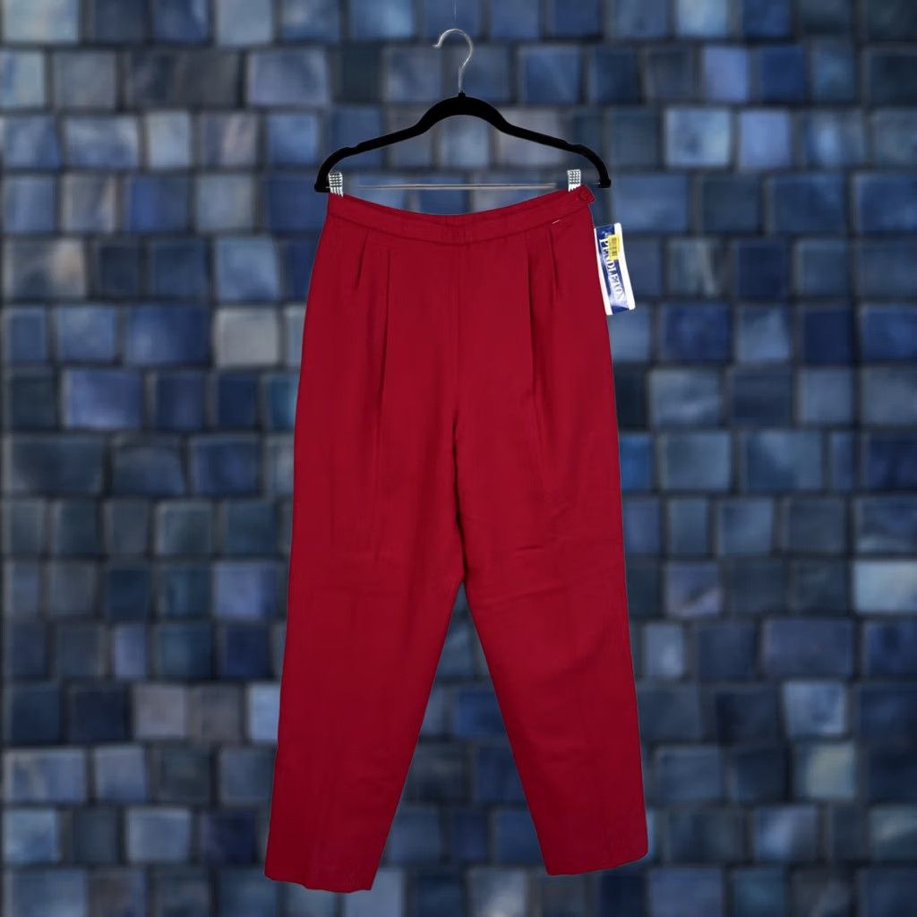 Pendleton VINTAGE Pendleton Pants Womens 12 Red Wool Pleated Tapered High Waist Dressy Size 34" / US 12 / IT 48 - 1 Thumbnail