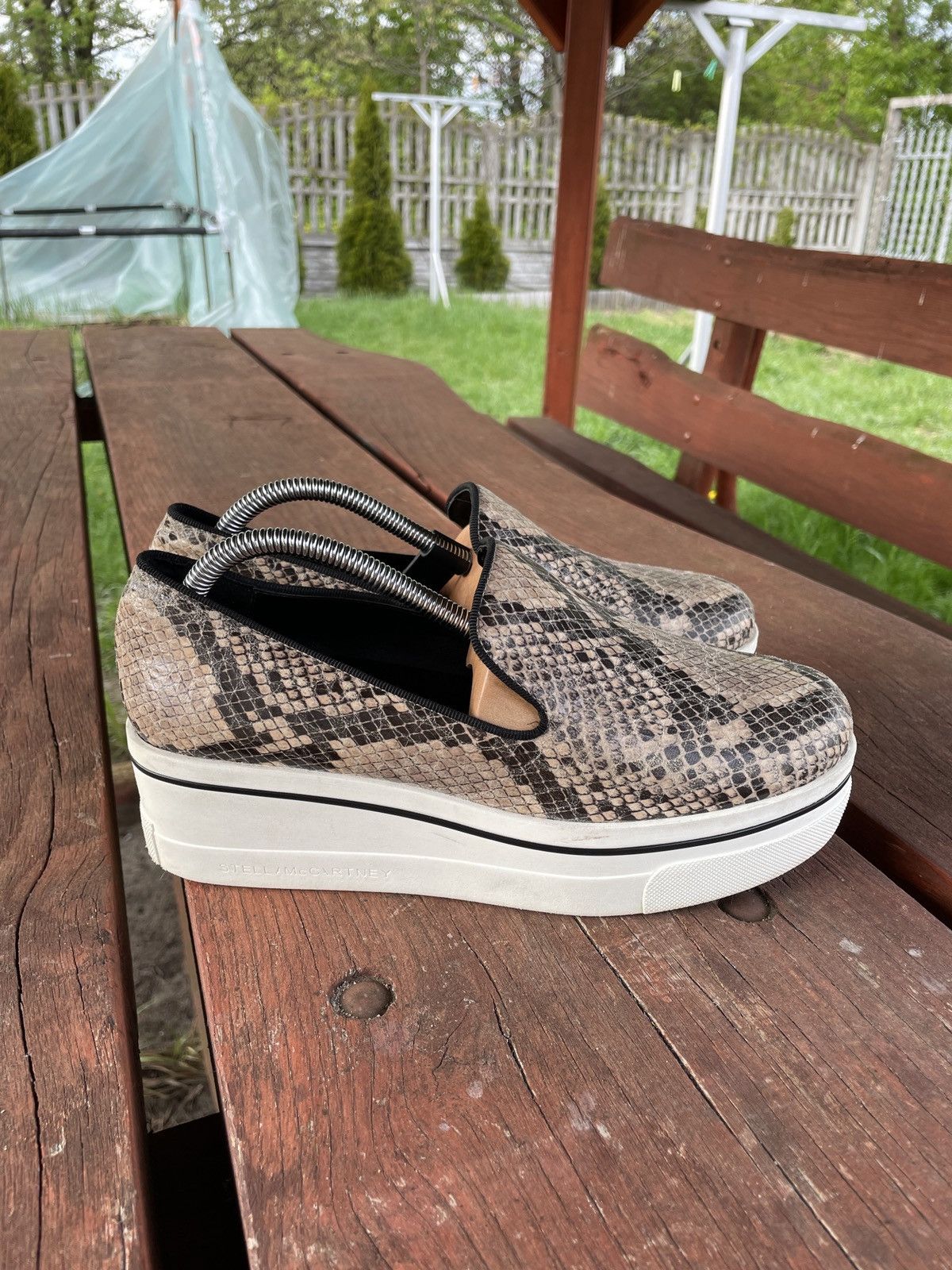 image of Stella Mccartney Binx Python Slip On Platform Shoes in Leather, Women's (Size 7)