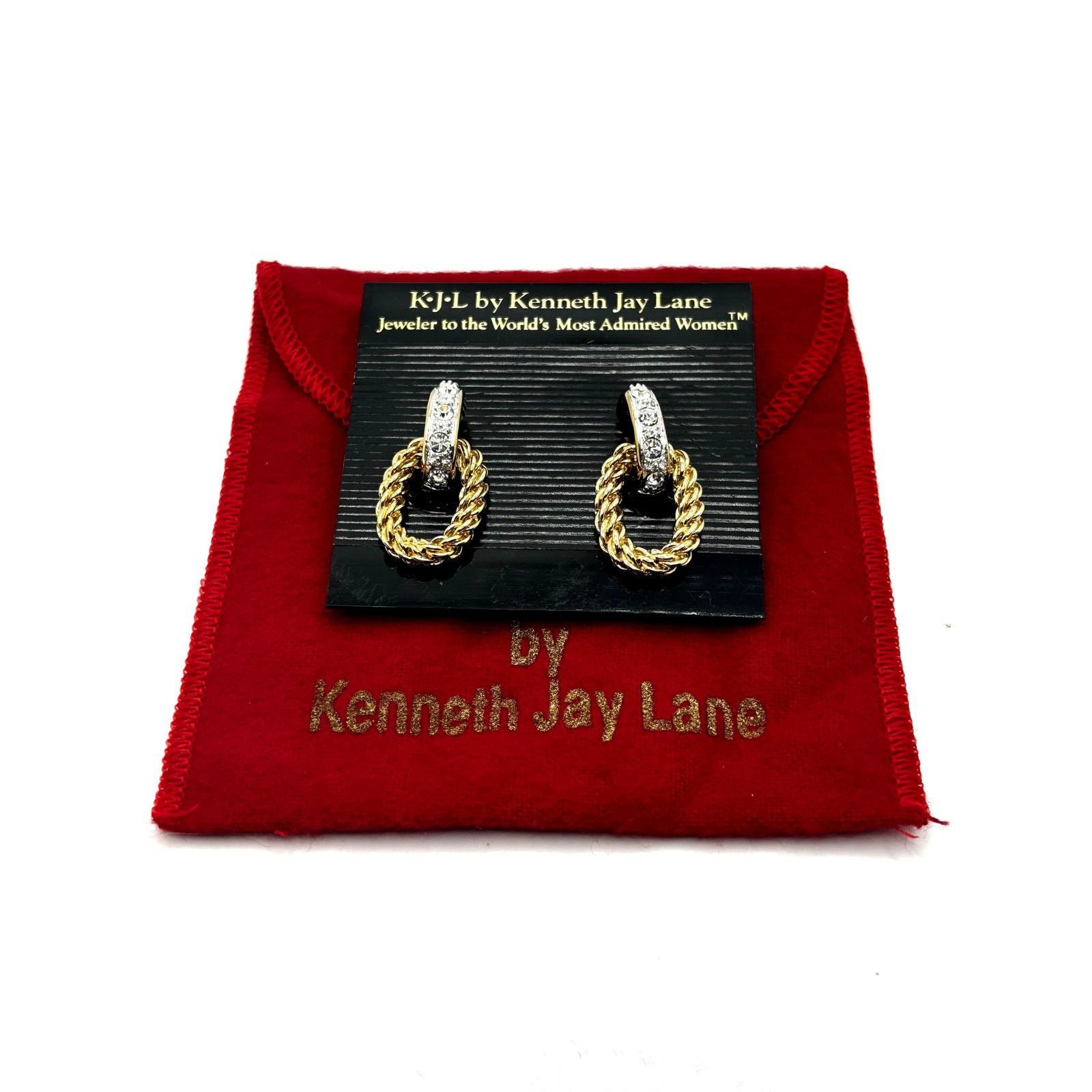 Kenneth Jay Lane KJL BY Kenneth Jay Lane Gold Lux Woven Crystal Rope Earrings Size ONE SIZE - 3 Thumbnail