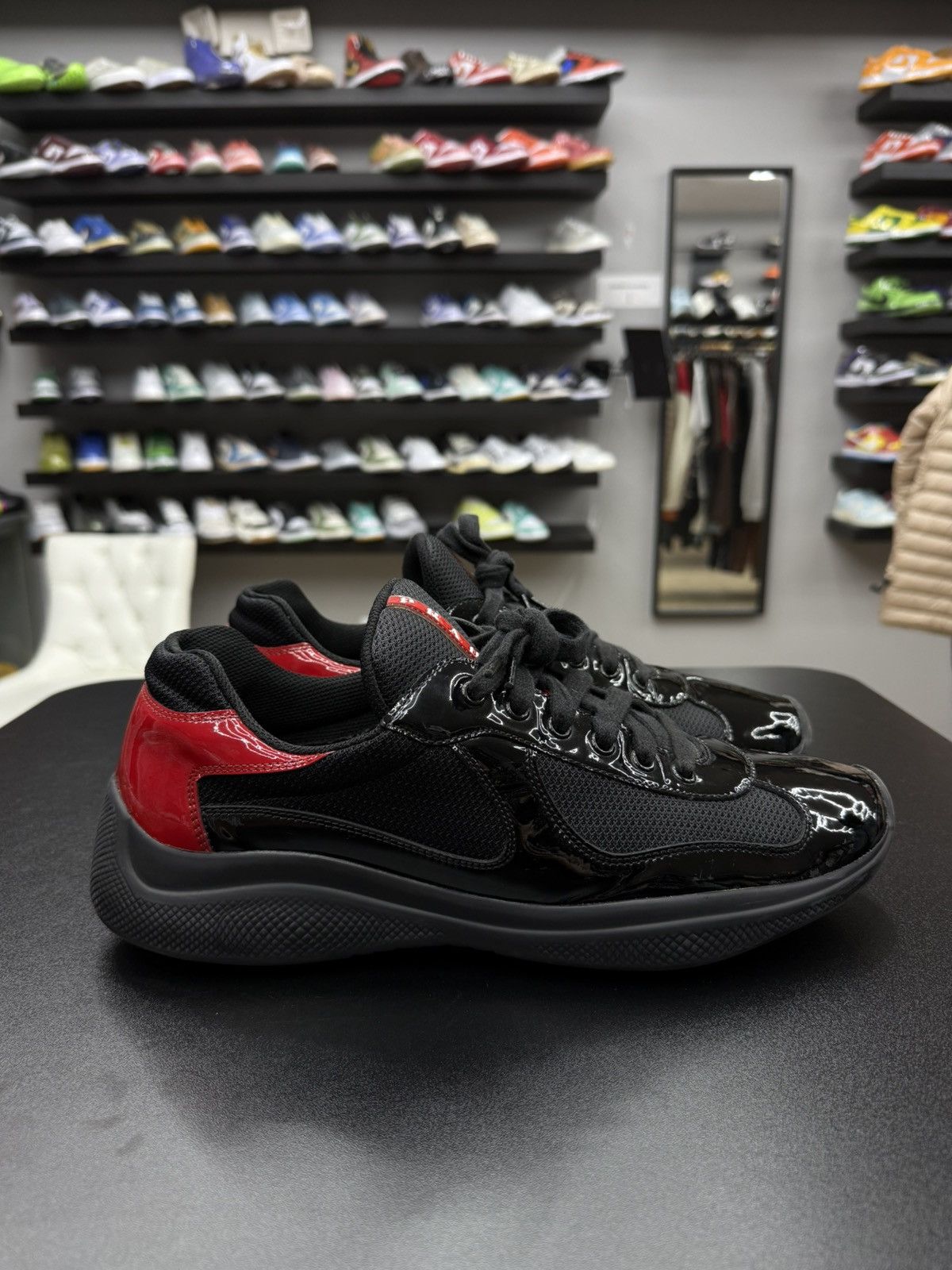 Prada Prada Americas Cup Sneaker Black Red Size 11 US 10 Prada Size US 11 / EU 44 - 3 Thumbnail