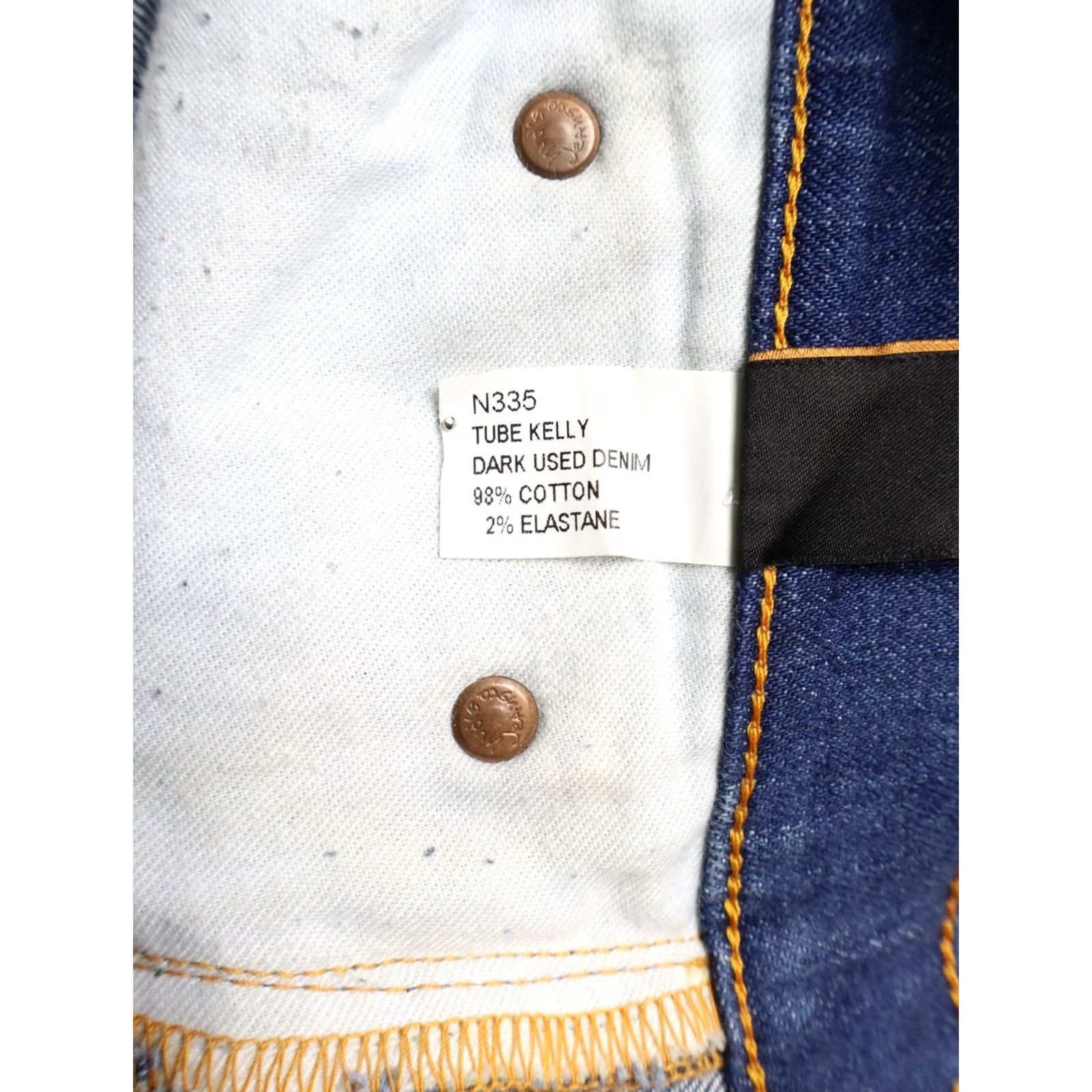 Vintage NUDIE Tube Kelly Dark Used Denim Jeans Men's W28/L34 Blue Whiskered Zip Fly Slim Jeans Mens Size US 28 / EU 44 - 6 Thumbnail
