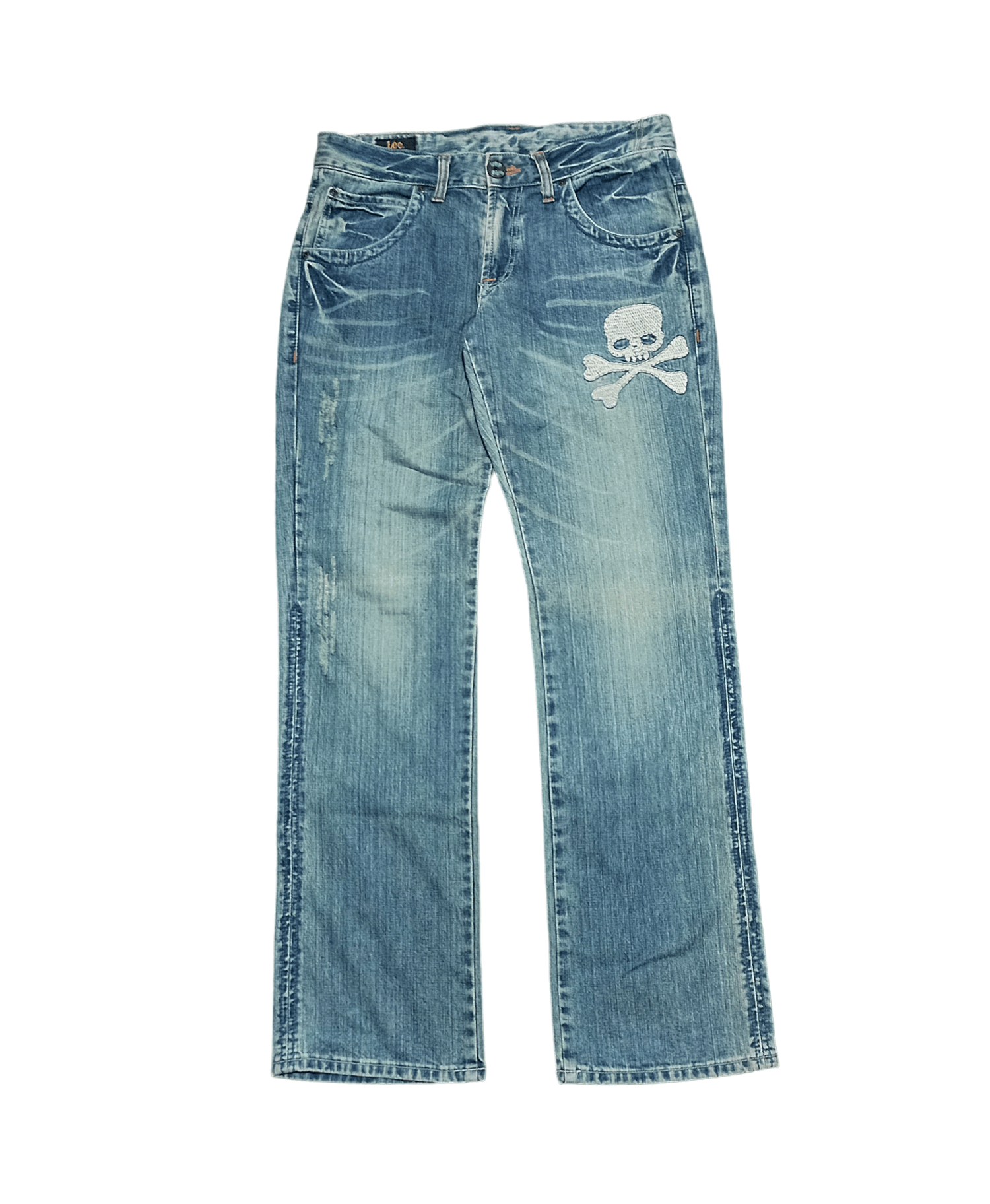 image of Archival Clothing x Vintage Lee Jeans With Skull Embroidery in Blue, Men's (Size 33)