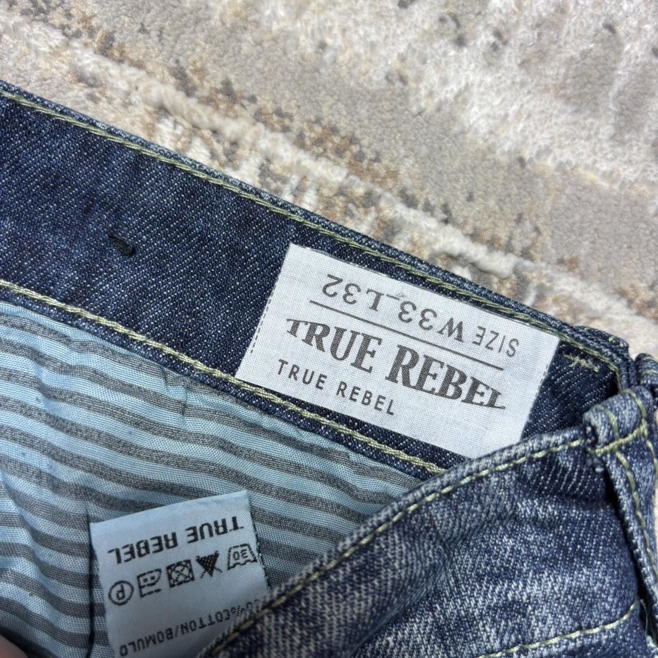 Japanese Brand 00s Washed Embroidered Jeans Blue 34" Size US 34 / EU 50 - 4 Thumbnail