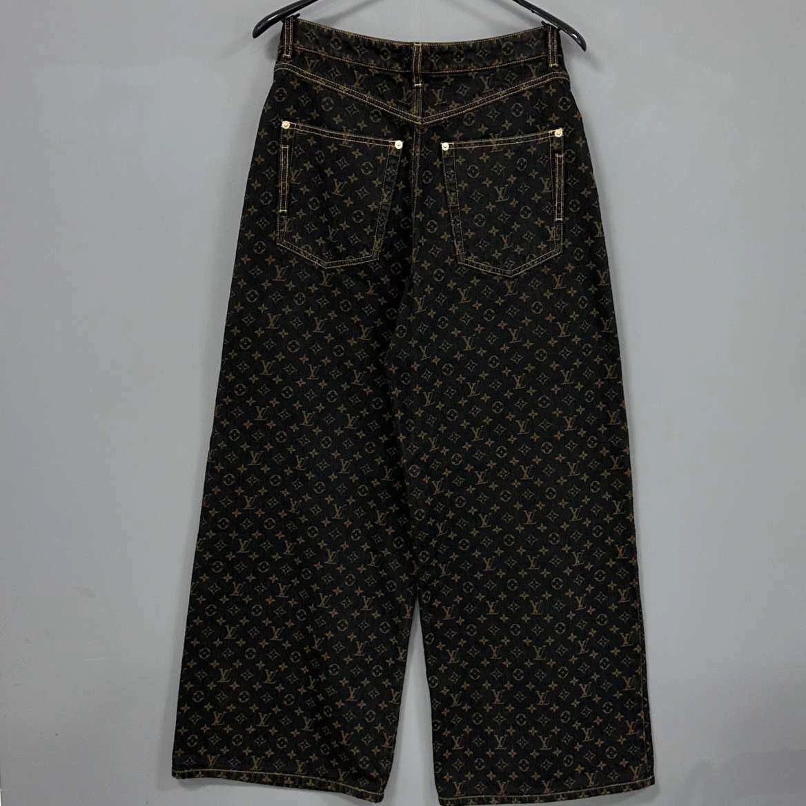 Louis Vuitton LV 25ss Black Gold Monogram Jeans 38 Size 27" / US 4 / IT 40 - 3 Thumbnail