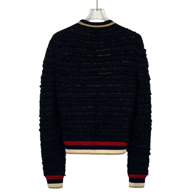 Gucci Gucci Black striped pearl buckle long-sleeved knitted cardi Size US XS / EU 42 / 0 - 2 Thumbnail