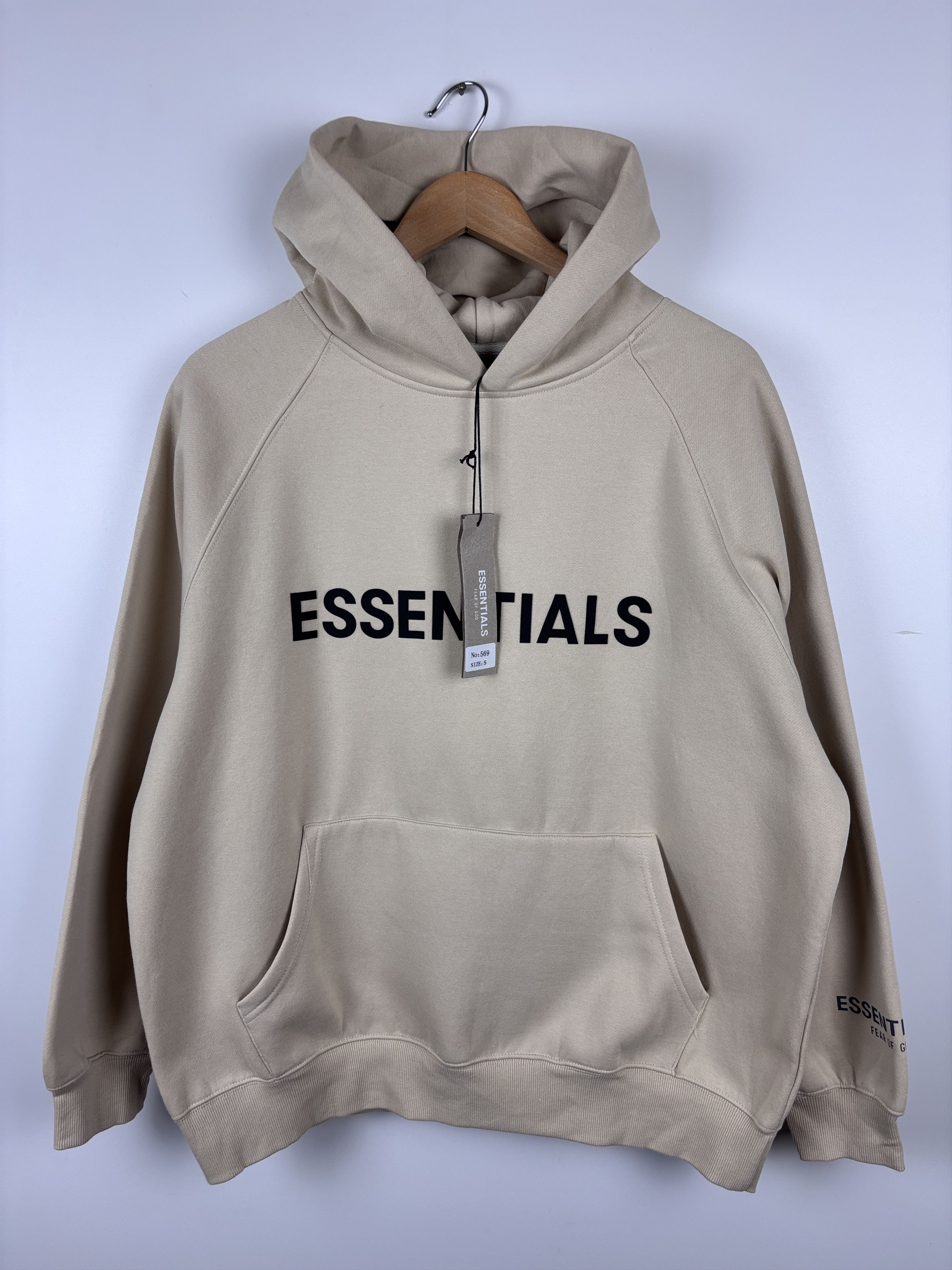 Mens Essentials Fear of God Hoodie Beige Size S Sweatshirts Hoodies