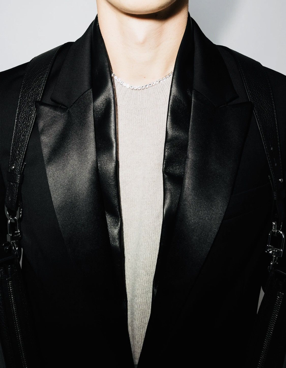 Amiri AMIRI Leather & Satin-Trimmed Wool-Twill Black Blazer, IT48 Size 48R - 16 Thumbnail