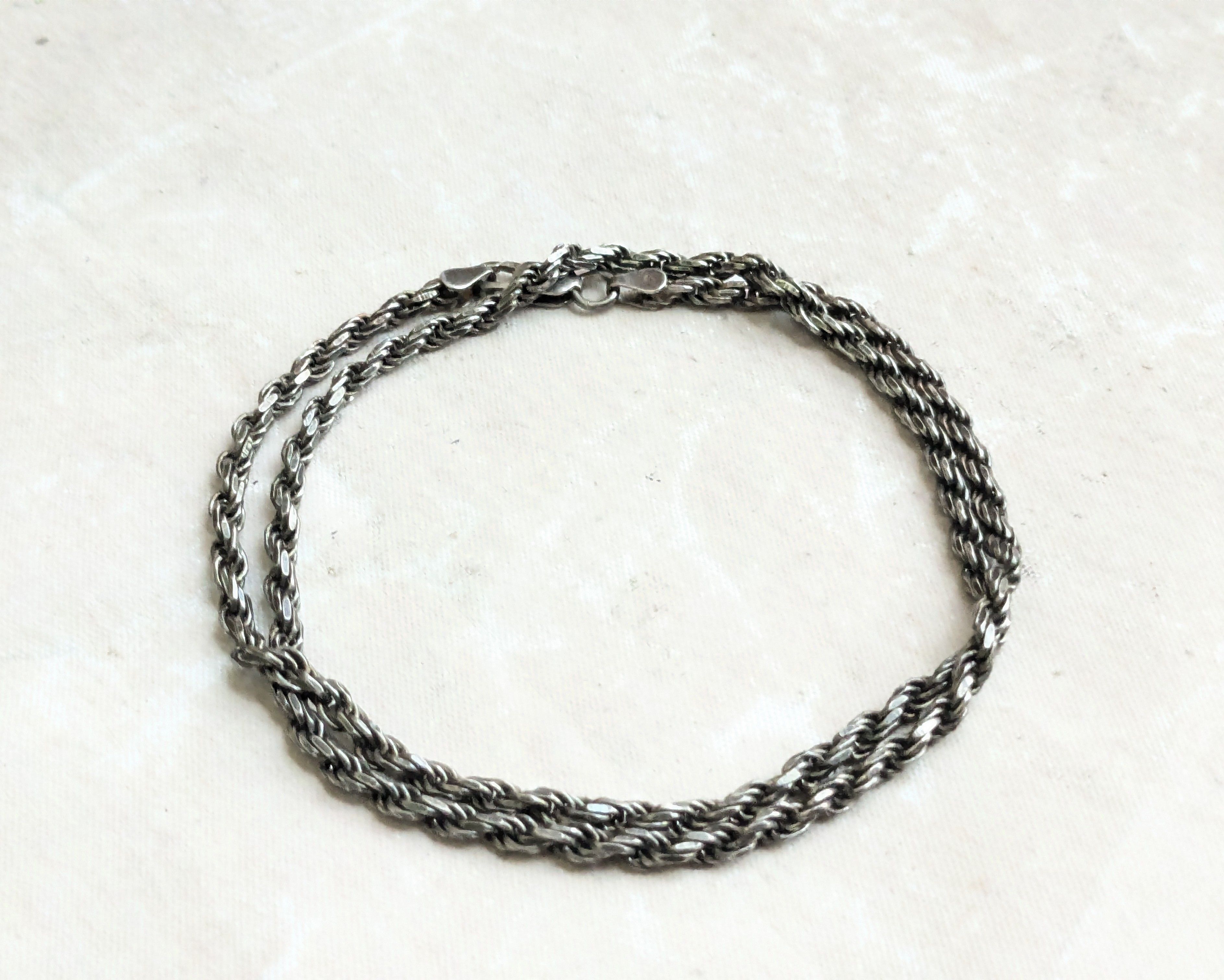 Jewelry Vintage Sterling Silver Rope Necklace Twist 20" Italy Size ONE SIZE - 1 Thumbnail