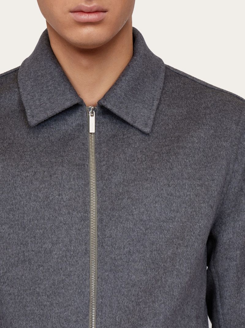 Salvatore Ferragamo o1s1rm0226 Mixed Cashmere Blouson Jacket in Charcoal Grey Size US XL / EU 56 / 4 - 4 Thumbnail