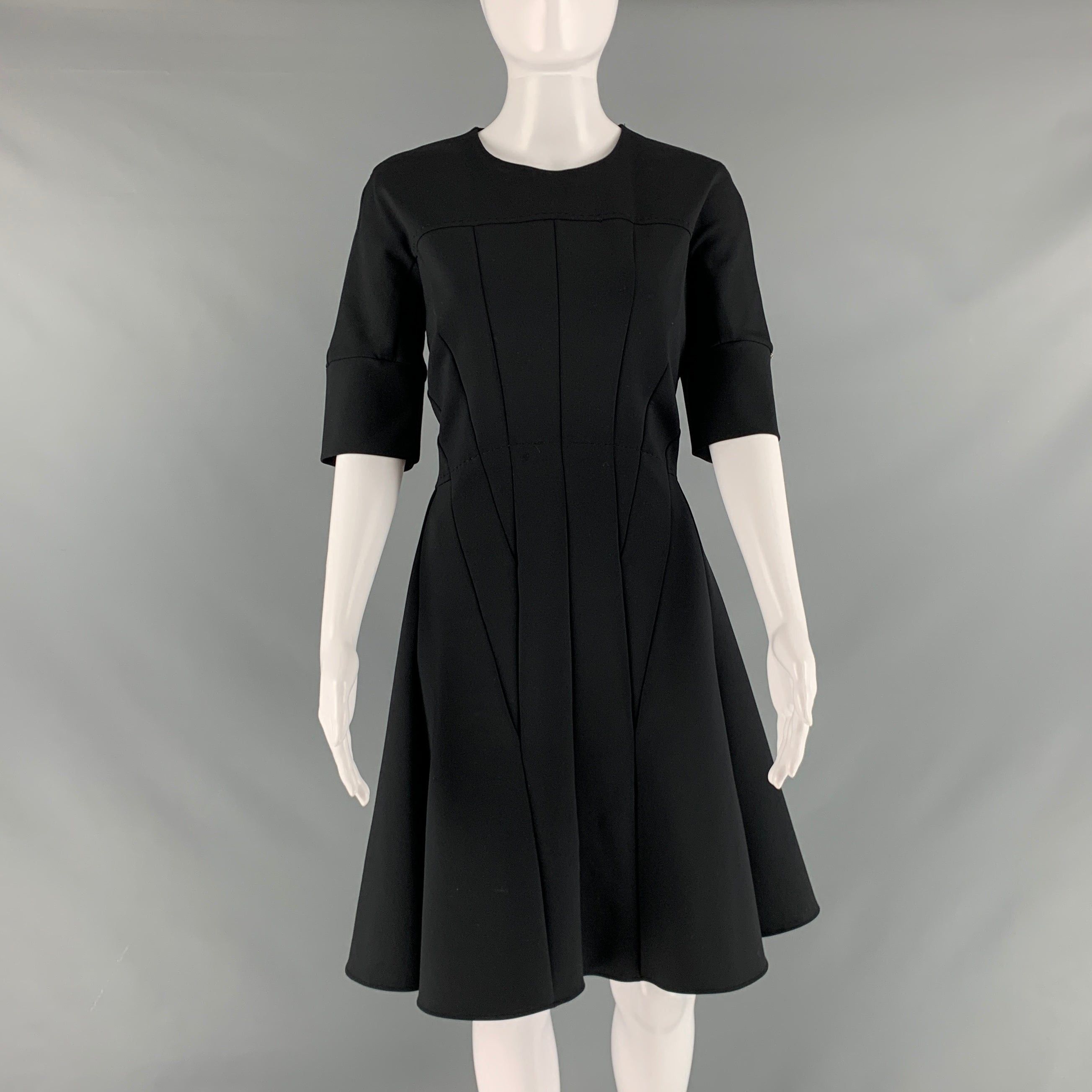 image of Sportmax Black Nylon Eastane Short Sleeve Dress, Women's (Size Large)