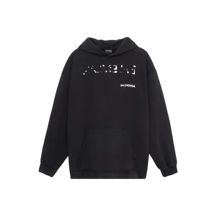 Balenciaga Balenciaga Black Logo Print Pullover Hoodie 0079 Size US M / EU 48-50 / 2 - 1 Thumbnail