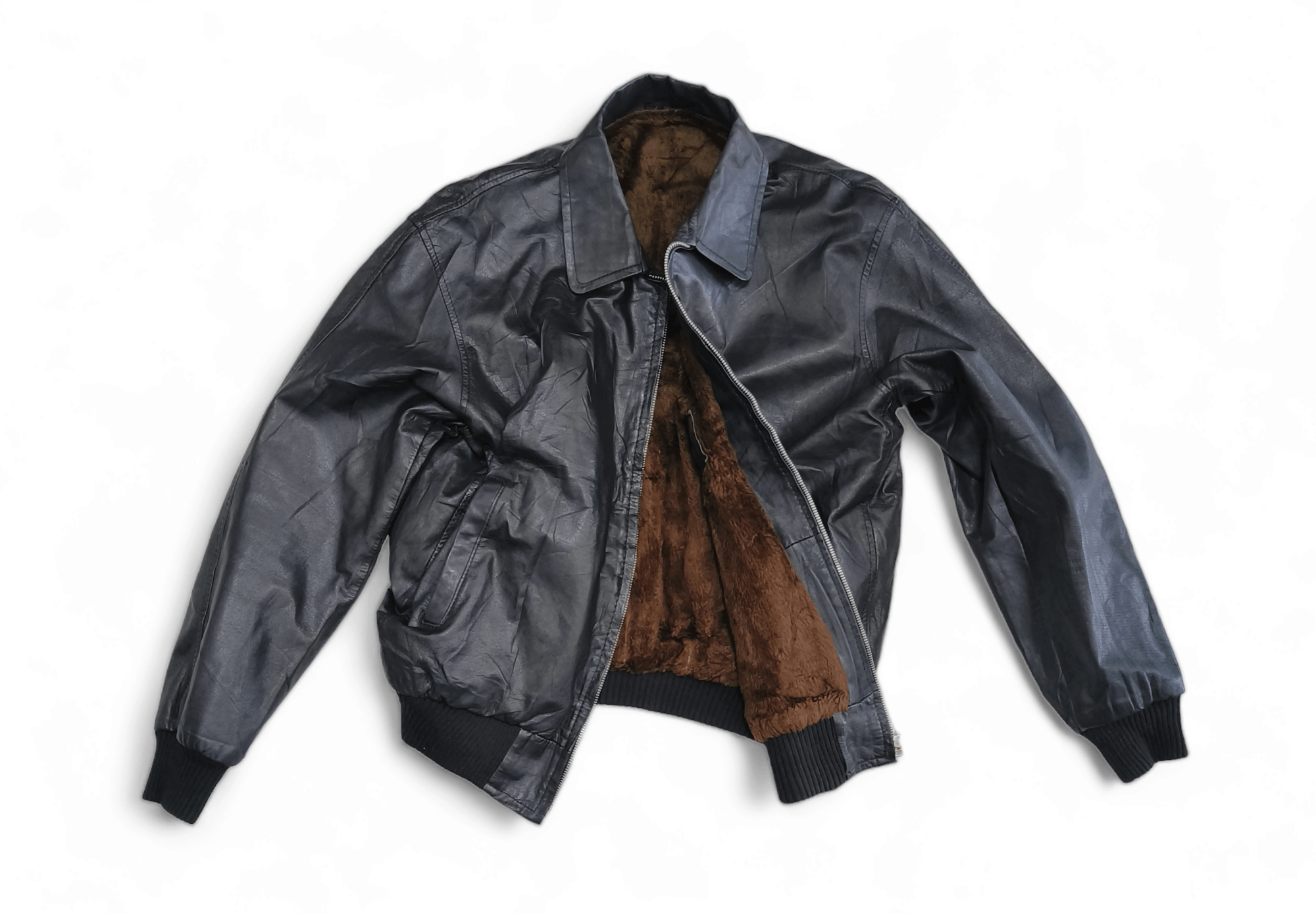 Vintage Vintage Japanese Bomber Fashion Black Leather Jacket Size US M / EU 48-50 / 2 - 2 Thumbnail