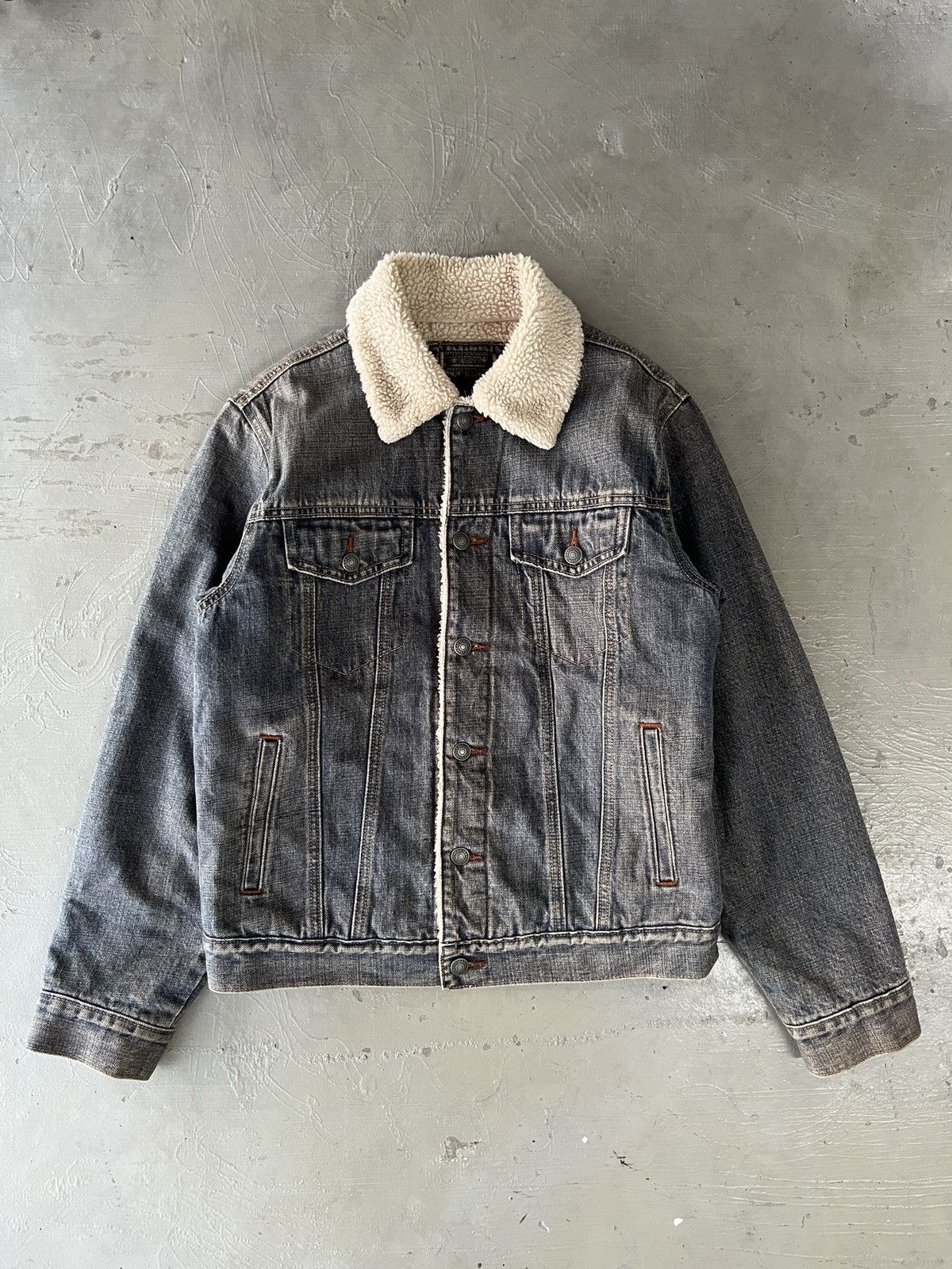 Gap Vintage Gap Shearling Sherpa Denim Trucker Jacket Size US S / EU 44-46 / 1 - 1 Thumbnail