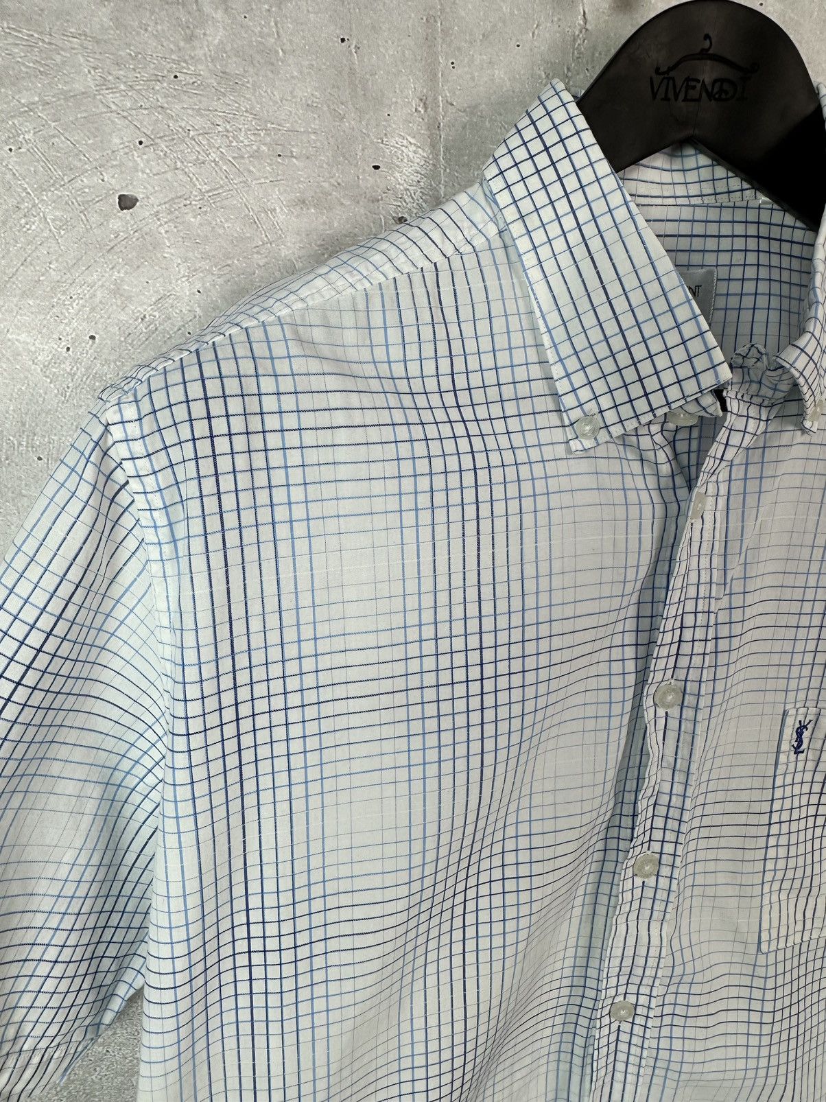Yves Saint Laurent YSL Yves Saint Laurent Vintage Check Short Sleeve Shirt Size US M / EU 48-50 / 2 - 7 Thumbnail