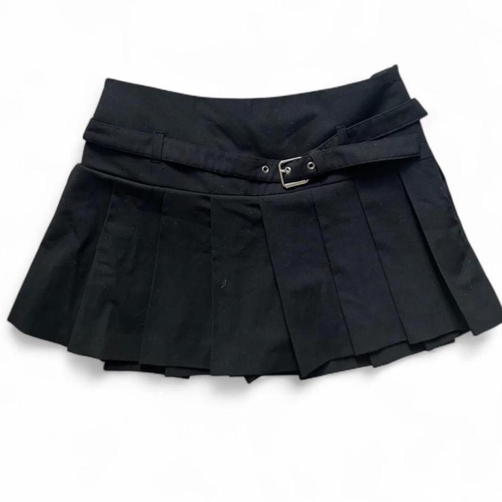 Zara Zara Black pleated mini skirt with belt #goth #grunge #alt Size 28" / US 6 / IT 42 - 2 Thumbnail