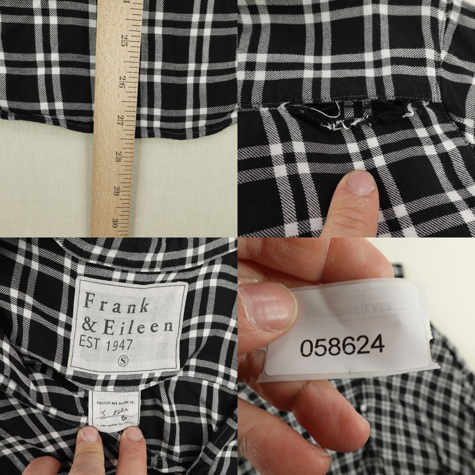 Frank & Eileen VINTAGE Frank & Eileen Shirt Womens Small Black White Plaid Relaxed Modal Button Up Top Size S / US 4 / IT 40 - 8 Thumbnail
