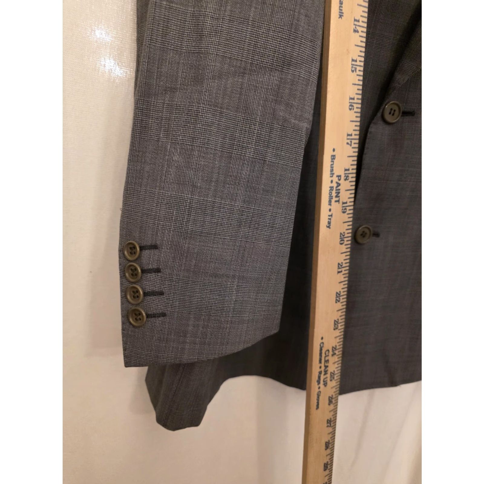 Canali Canali Suit Jacket Mens EU 50R Gray Wool Check Double-Breasted Italy Formal Size 50R - 7 Thumbnail