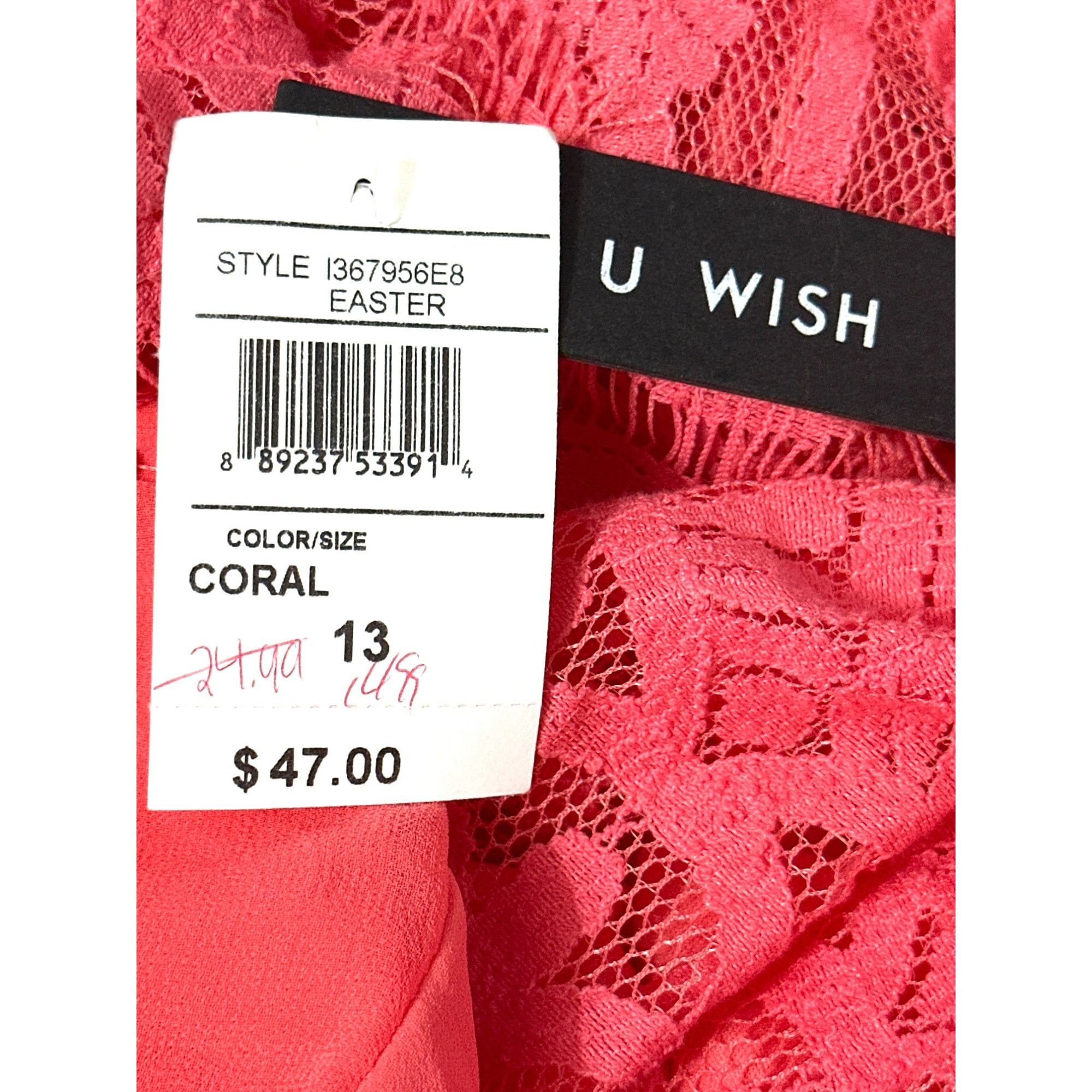 Other As U Wish NWT 13 Flirty Tiered Coral Lace Dress Open Back De Size XL / US 12-14 / IT 48-50 - 14 Thumbnail