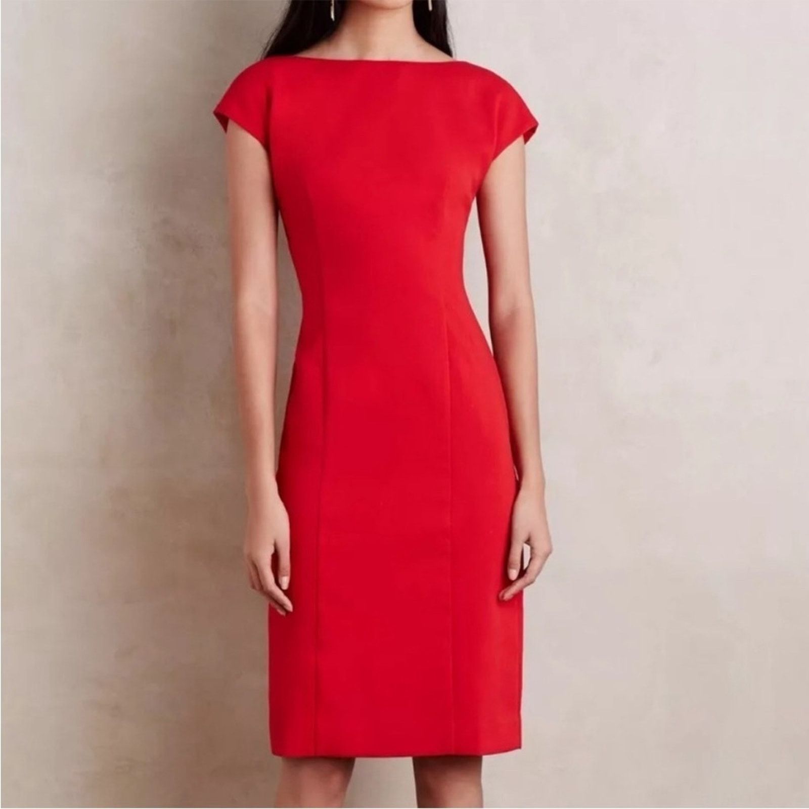 Anthropologie Anthropologie Maeve Evangeline Red Cap Sleeve Sheath Dress Size XS / US 0-2 / IT 36-38 - 1 Thumbnail