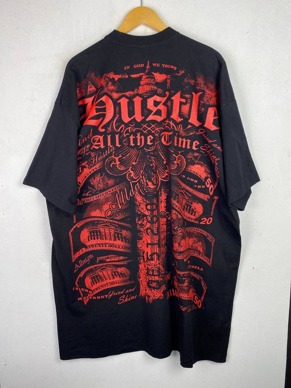 Vintage vintage hustle up hiphop all over print rap tee Size US XXL / EU 58 / 5 - 8 Thumbnail
