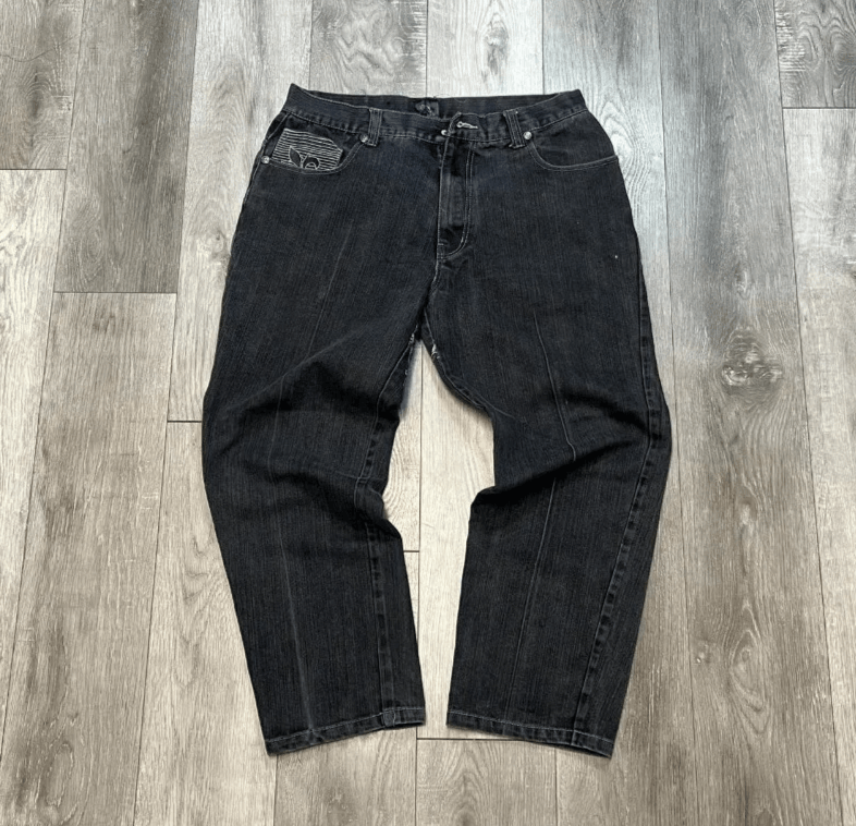Japanese Brand Oversized Embroidered Baggy Jean Y2K Size US 36 / EU 52 - 2 Thumbnail