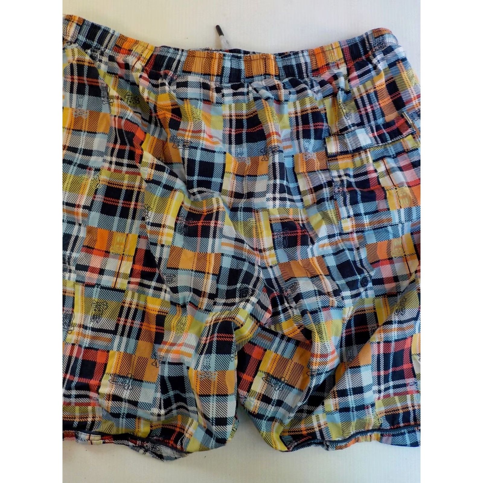 Psycho Bunny PSYCHO BUNNY Mens Elastic Waist/Drawstring Plaid Shorts Cotton Multicolor SZ L Bermuda Casual Pockets Logo 100% Cotton Size US 35 - 4 Thumbnail
