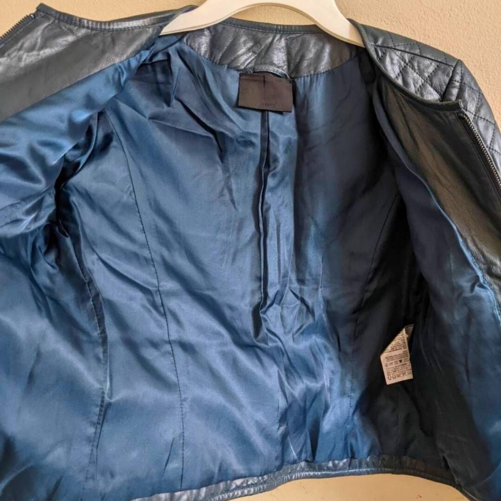 Giordano Giordano Ladies XS Quilted Leather Jacket Turquoise Green Zi Size XS / US 0-2 / IT 36-38 - 10 Thumbnail