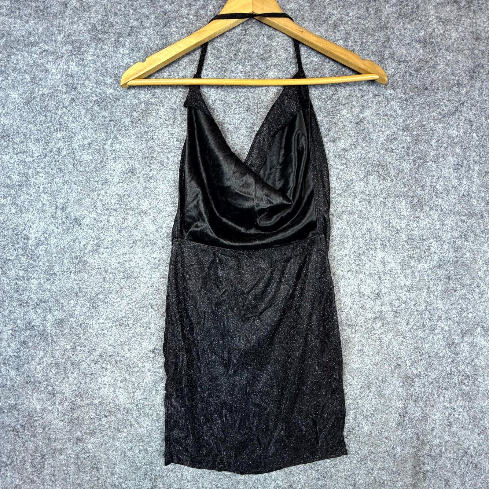 Shein Bling Mini Dress 4 Black Sparkle Halter NYE Clubwear Holiday Size S / US 4 / IT 40 - 2 Thumbnail