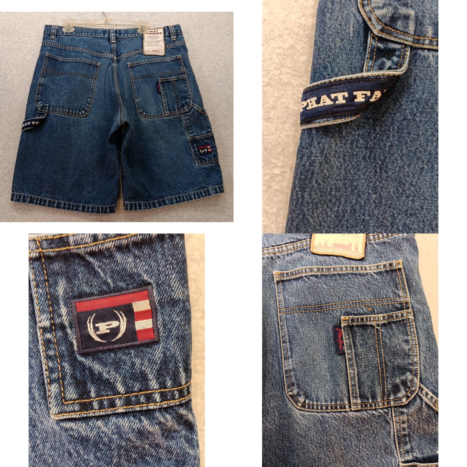 Phat Farm VINTAGE Phat Farm Carpenter Shorts Men 38 Baggy Wide Leg Hip Hop Y2K Blue Cotton 5-Pocket Logo Vintage 80s 90s Mens Size US 38 / EU 54 - 9 Thumbnail