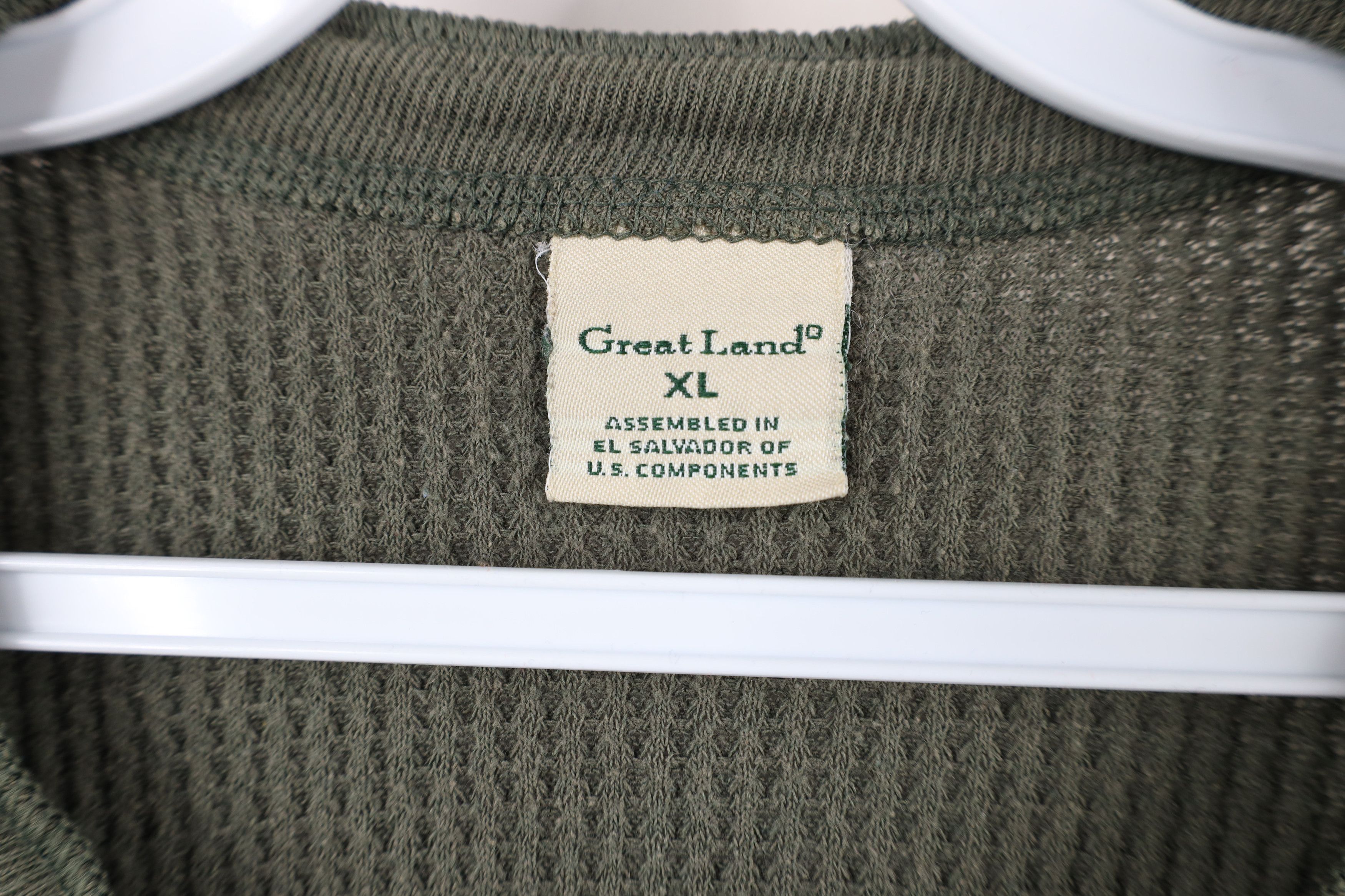 Vintage Vintage 90s Streetwear Waffle Knit Henley T-Shirt Green Size US XL / EU 56 / 4 - 7 Thumbnail