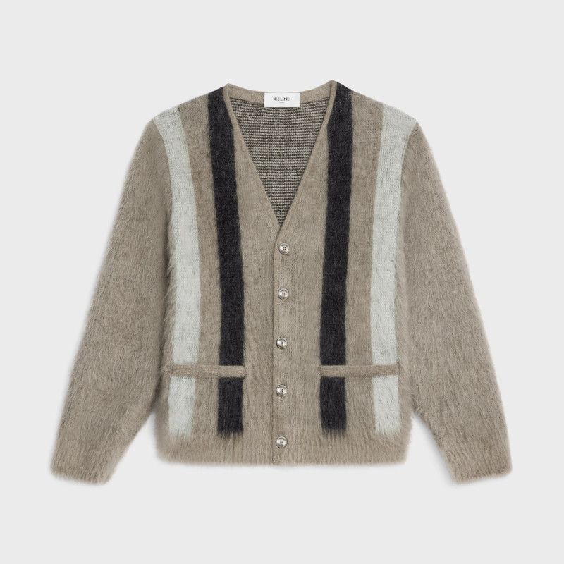 Celine o1bcso1str0126 RV00K0ZQ1 Brushed Mohair Cardigan Size US L / EU 52-54 / 3 - 1 Thumbnail