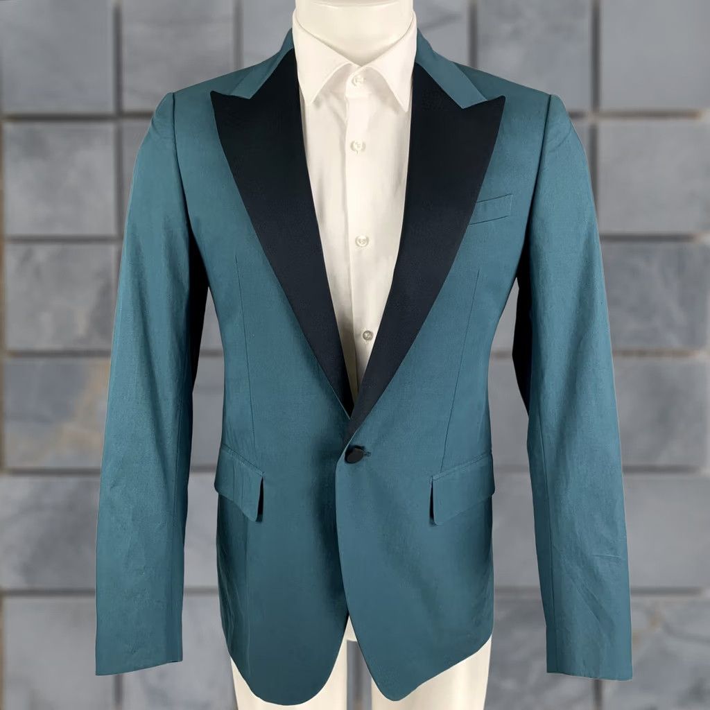 Lanvin LANVIN Sport Coat Size 36 Teal Black Tweed Cotton Peak Lapel Mens Size US XXS / EU 40 - 1 Thumbnail